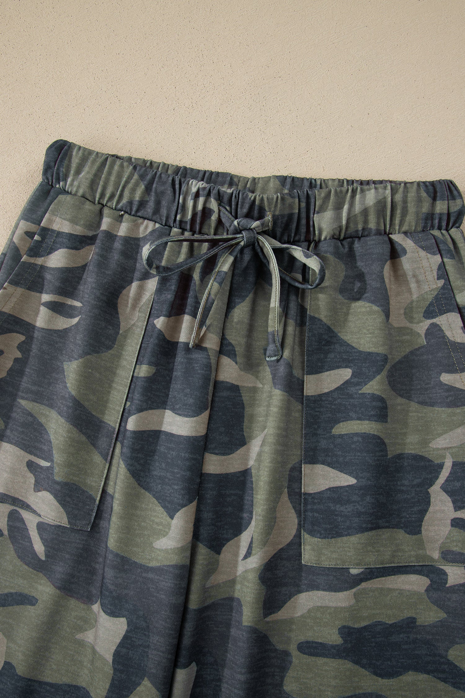 Women's Green Camo Sleeveless Tank & Drawstring Trouser Co-ord Set at LivelyLooks