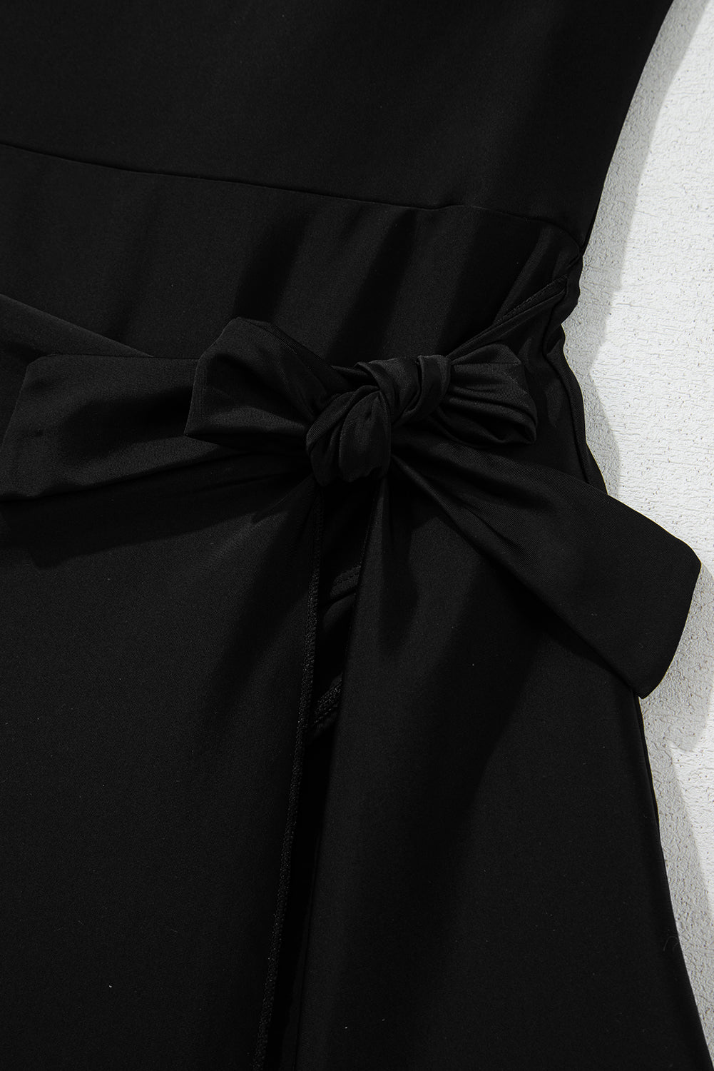 Square Neck Side-Tie Waist A-Line Swim Dress | Green & Black | UK 8-22