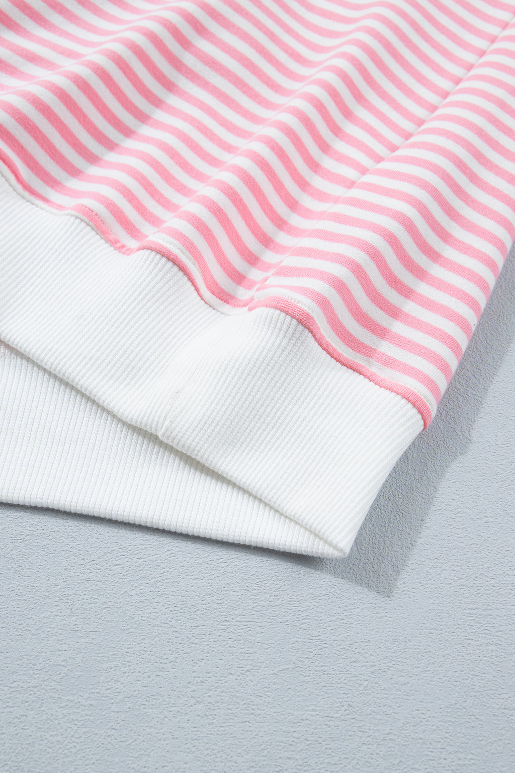 Striped Cuffed Sleeve Mock Neck Tee & Shorts Co-ord | Sky Blue, Pink & Green