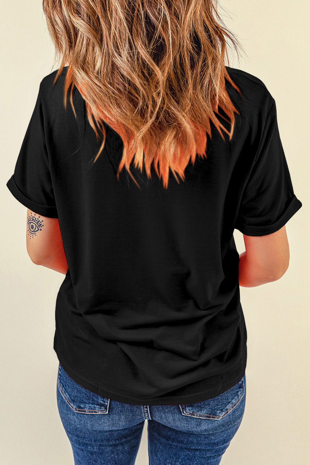 Women's Black Rhinestone Rugby Football Heart Shape Graphic T Shirt Sparkle Gem Tee Top at LivelyLooks