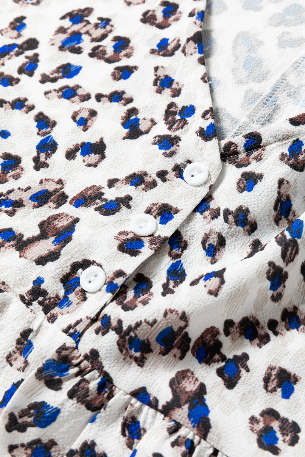 Women's Multicolour Leopard Print V Neck Button Detail Long Sleeve Mini Dress at LivelyLooks