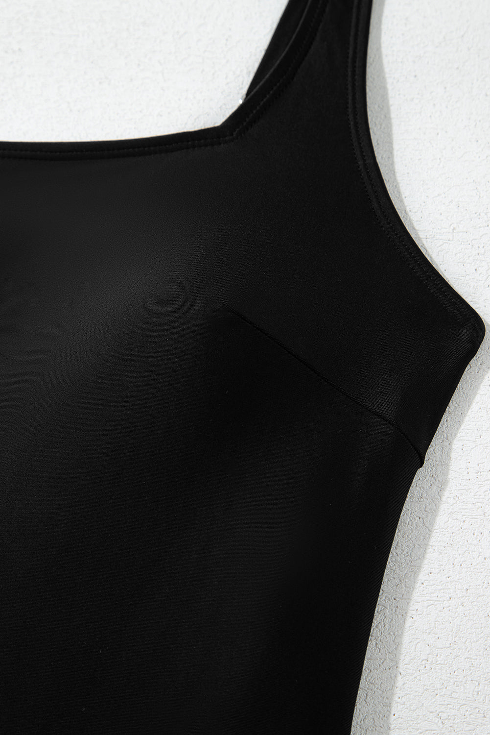 Square Neck Side-Tie Waist A-Line Swim Dress | Green & Black | UK 8-22