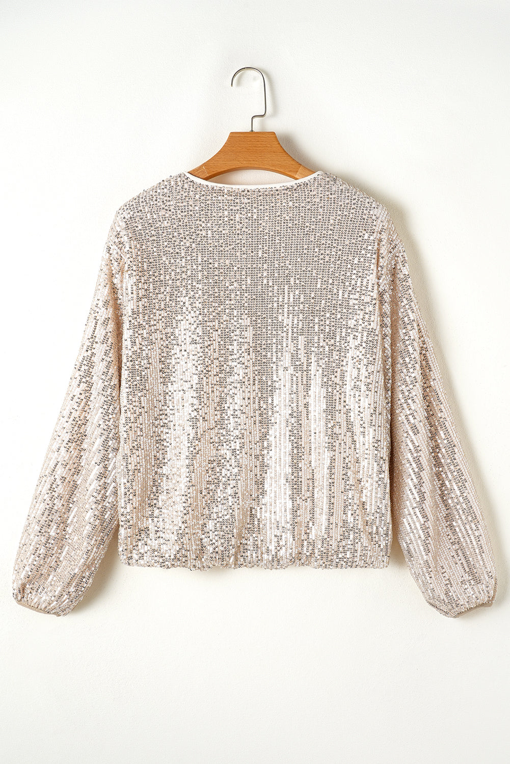 LivelyLooks Sequin Zip Up Round Neck Long Sleeve Jacket Sparkle Glitter Party Bomber Coat women's fashion