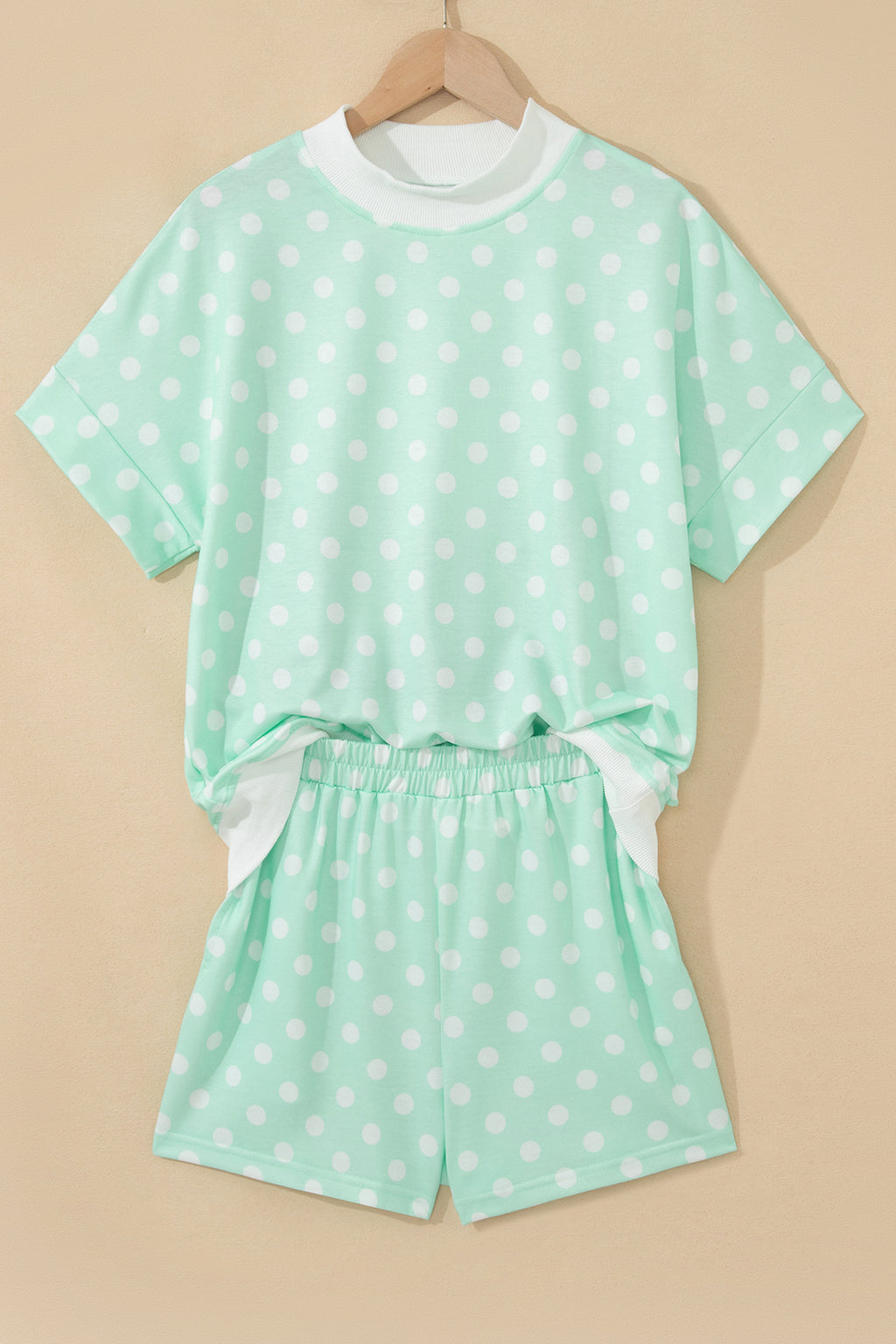 Polka Dot Mock Neck Short Set – Yellow, Pink, Sky Blue & Green