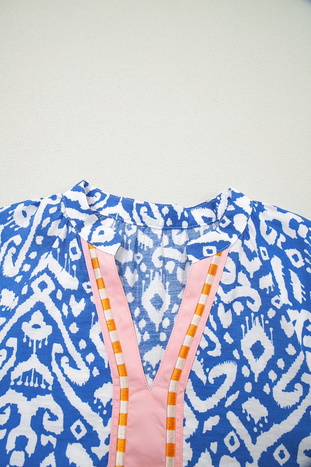 Blue & Khaki Western Print Colour Block Patchwork Shift Mini Dress S-XL