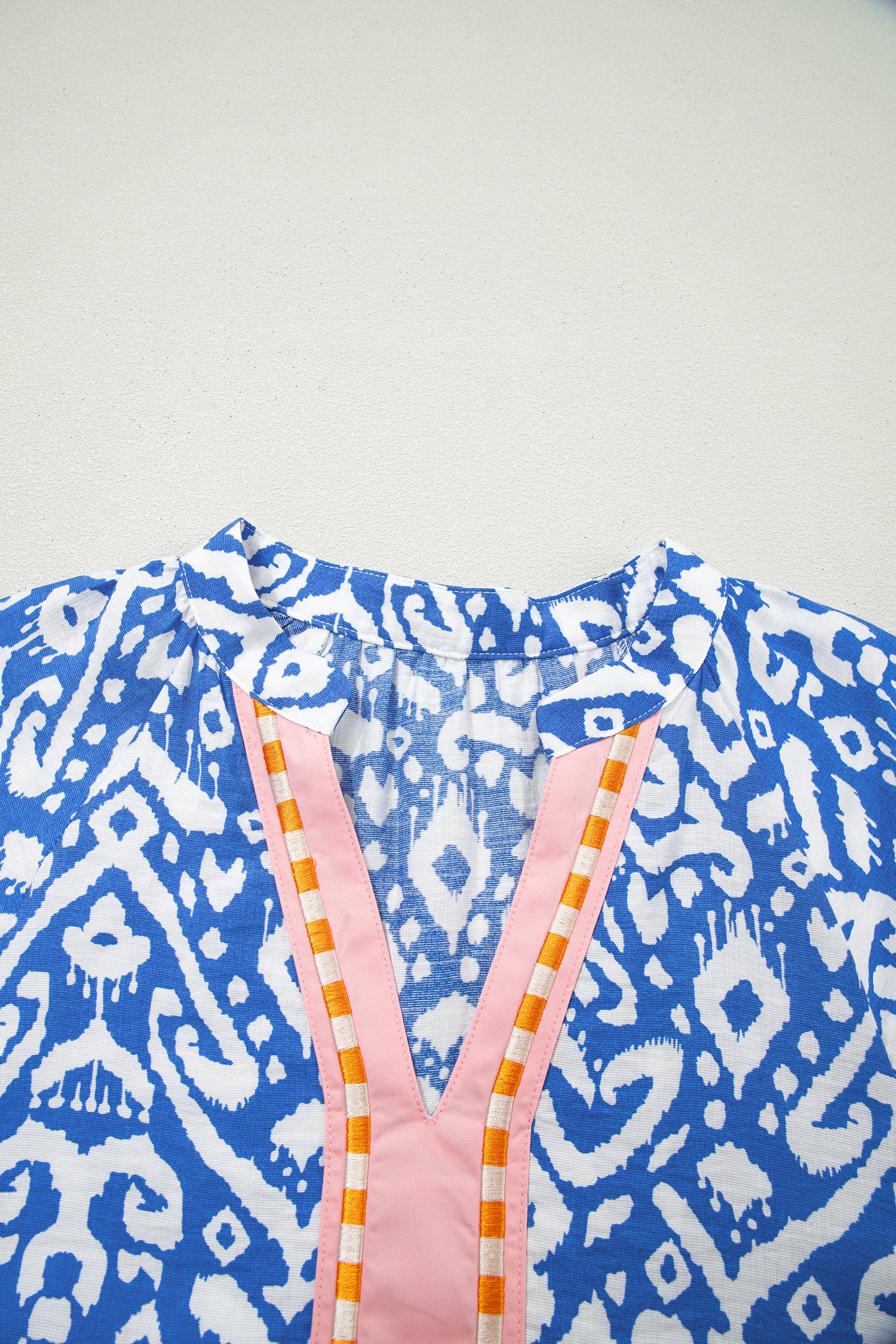 Blue & Khaki Western Print Colour Block Patchwork Shift Mini Dress S-XL
