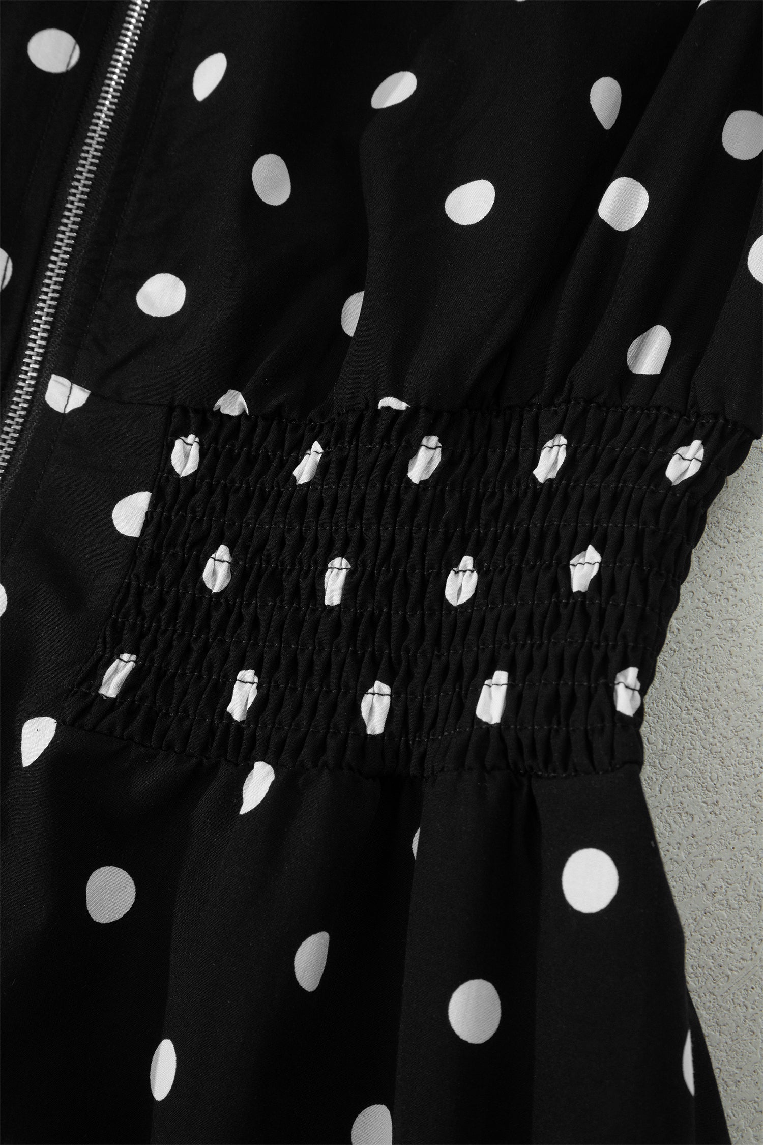 Brown & Black Polka Dot Contrast Trim V Neck Zip Up Sleeveless Dress S-XL