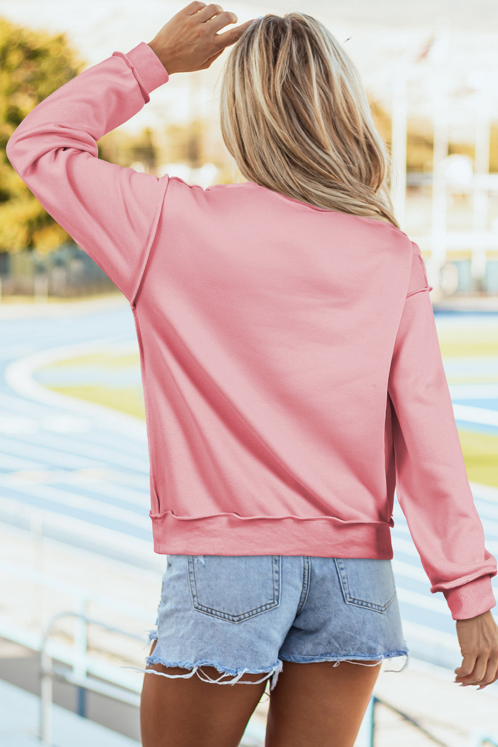 Carrot Oversized Reversible Sweatshirt Drop Shoulder Mock Neck Women S-XL
