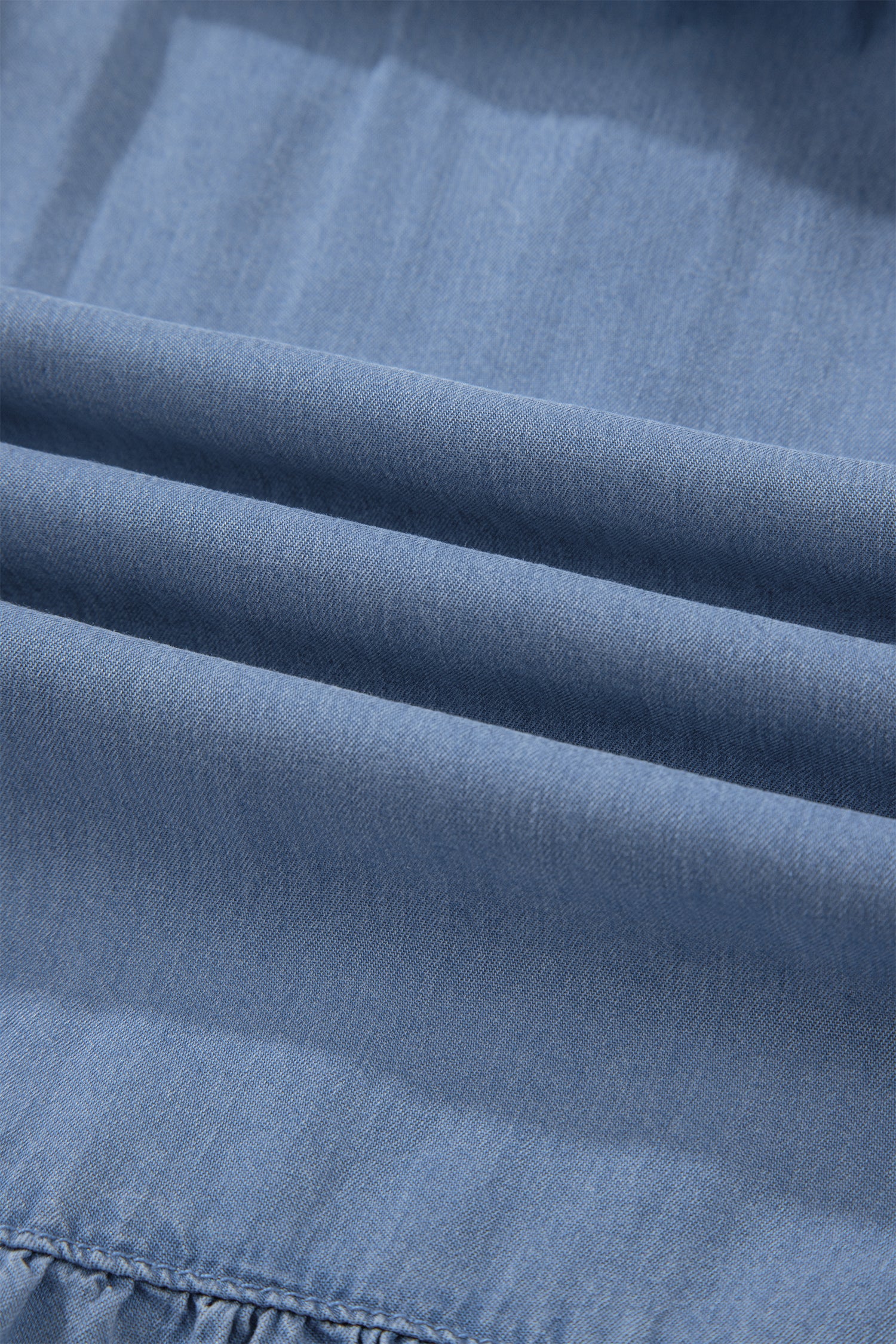Women's Women's Flared Denim Maxi Skirt Tiered Ruffled Elastic Waist Blue S-XL at LivelyLooks