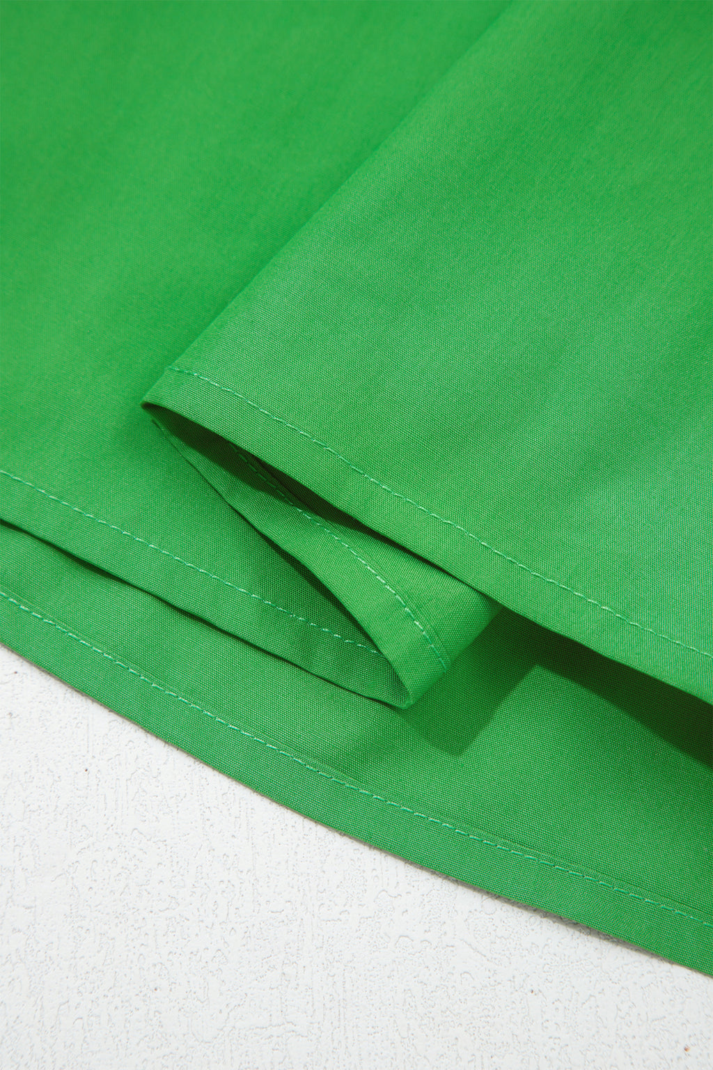 Bright Green Colour Block Mini Dress Split Neck Puff Sleeve Ruffle Hem Women S-XL