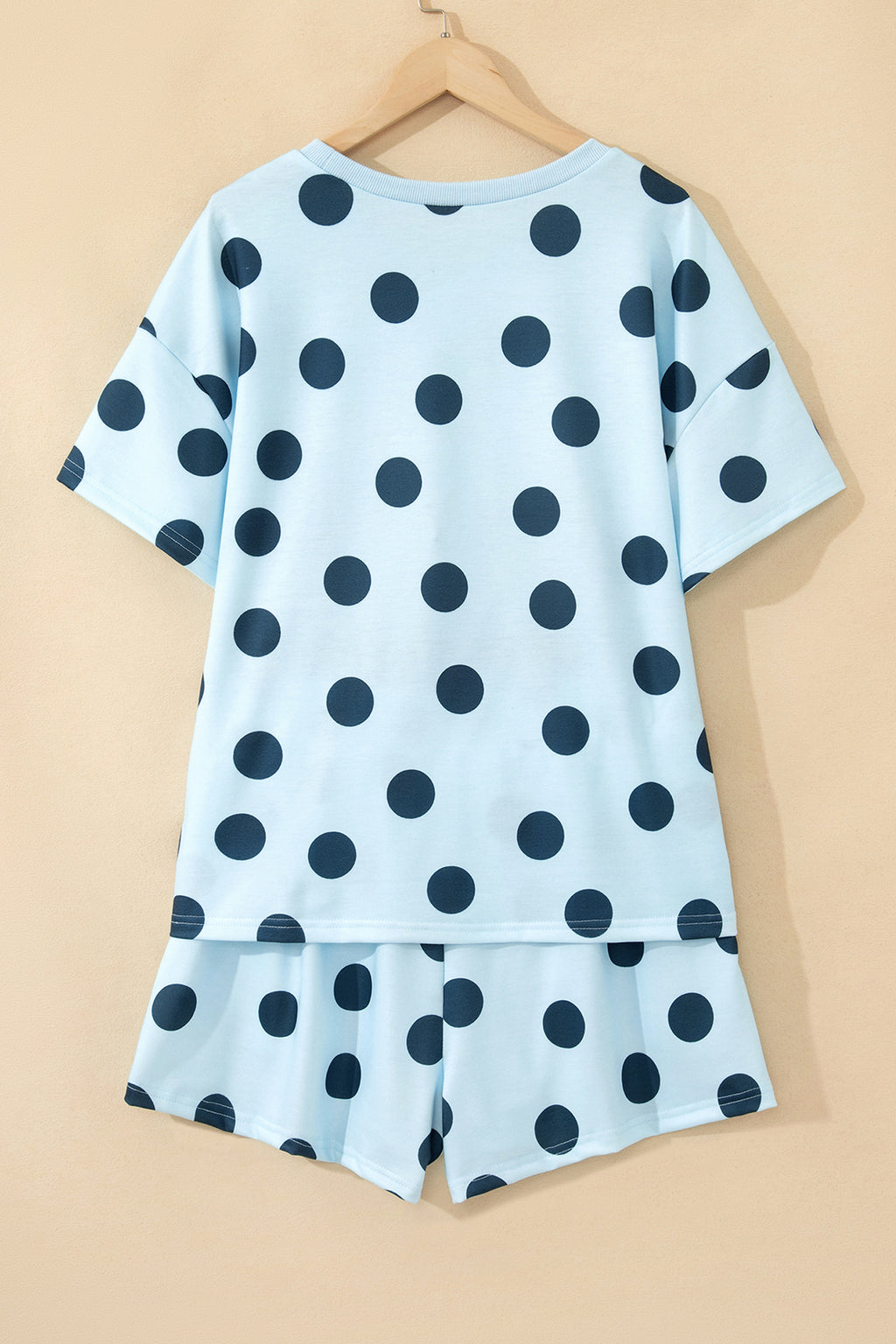 Polka Dot Print Tee & Shorts Co-ord Set | Pink, Black & Sky Blue