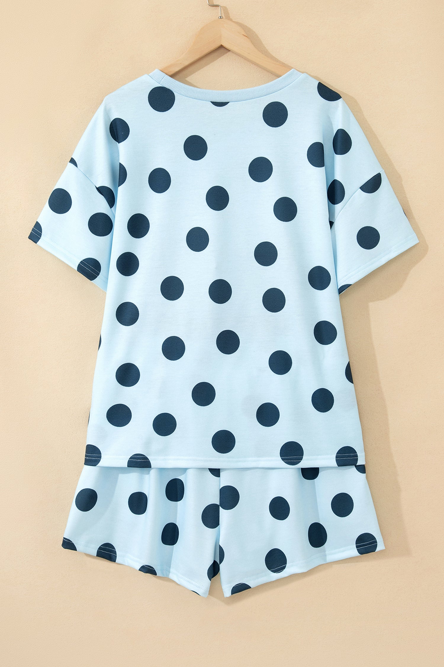 Polka Dot Print Tee & Shorts Co-ord Set | Pink, Black & Sky Blue