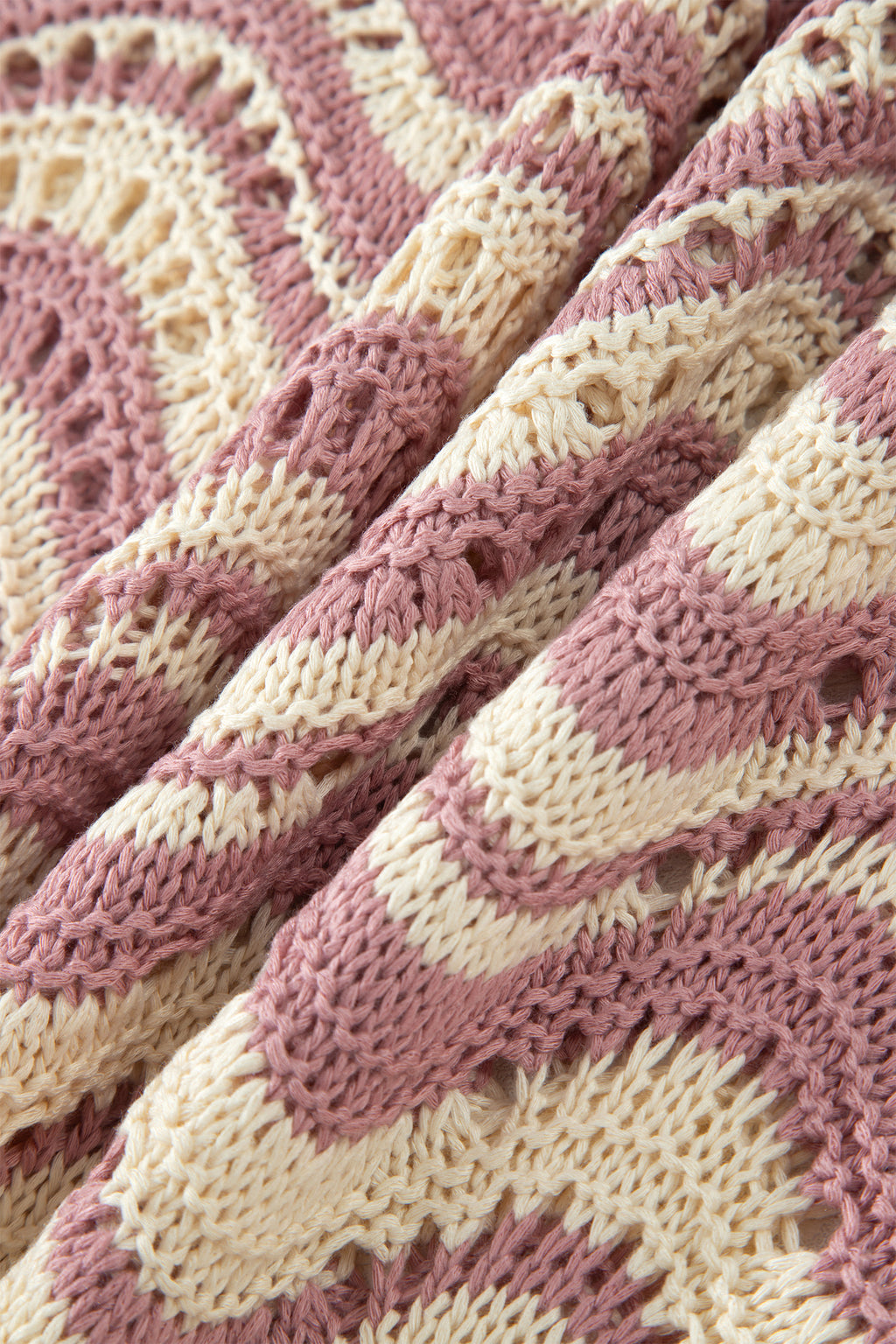 Shop Black Stripe Wavy Crochet Eyelet Detail Ruffle Half Sleeve Sweater at LivelyLooks
