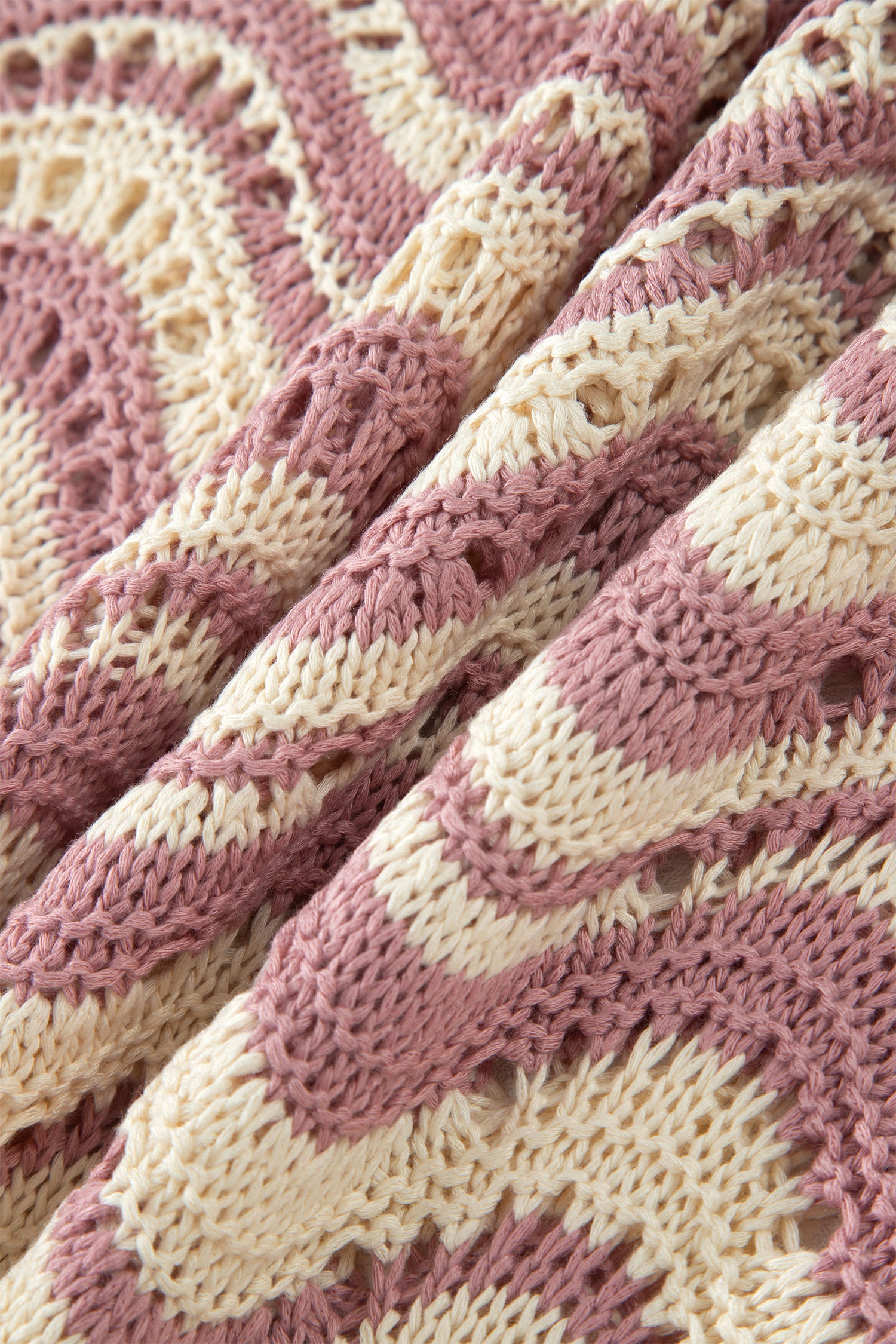Shop Black Stripe Wavy Crochet Eyelet Detail Ruffle Half Sleeve Sweater at LivelyLooks