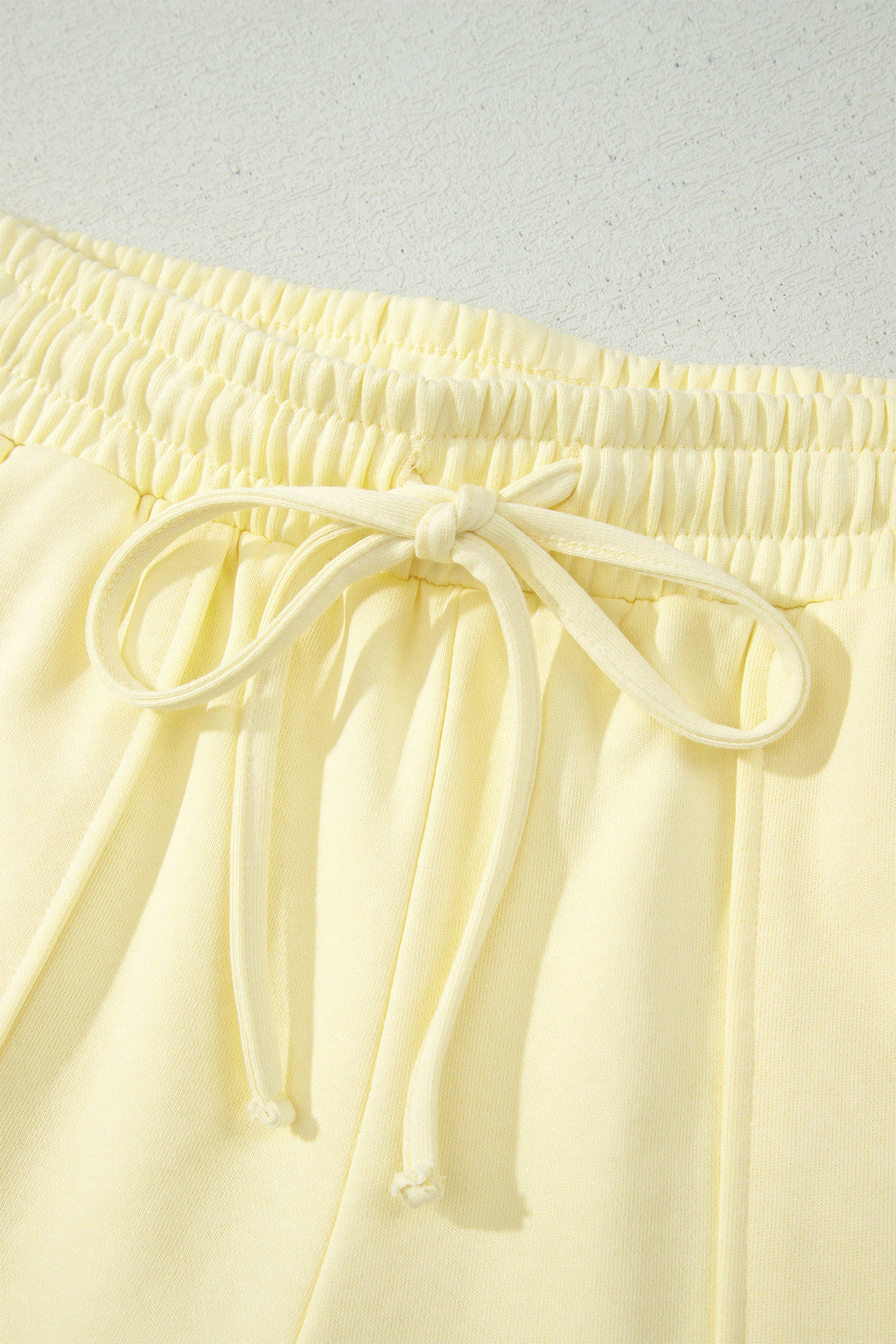 Yellow Cream Solid Tee & Drawstring Shorts Comfy 2-Piece Set