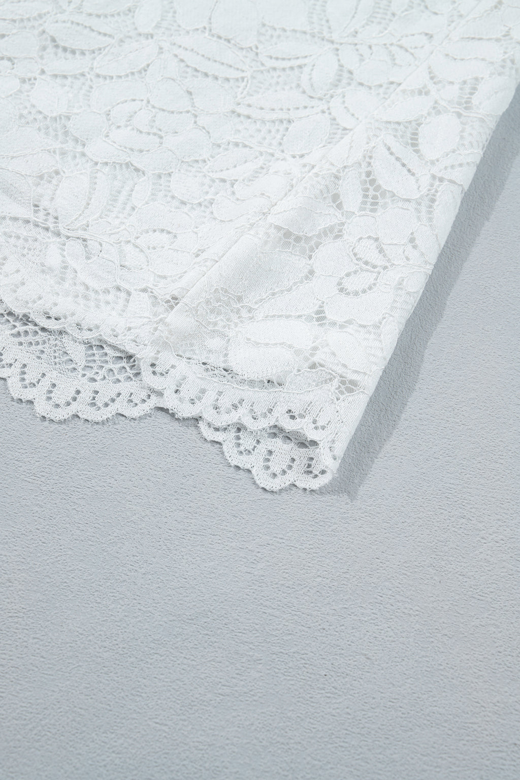 White Sheer Lace Blouse Ruffled Round Neck Long Flounce Sleeve Women S-XL