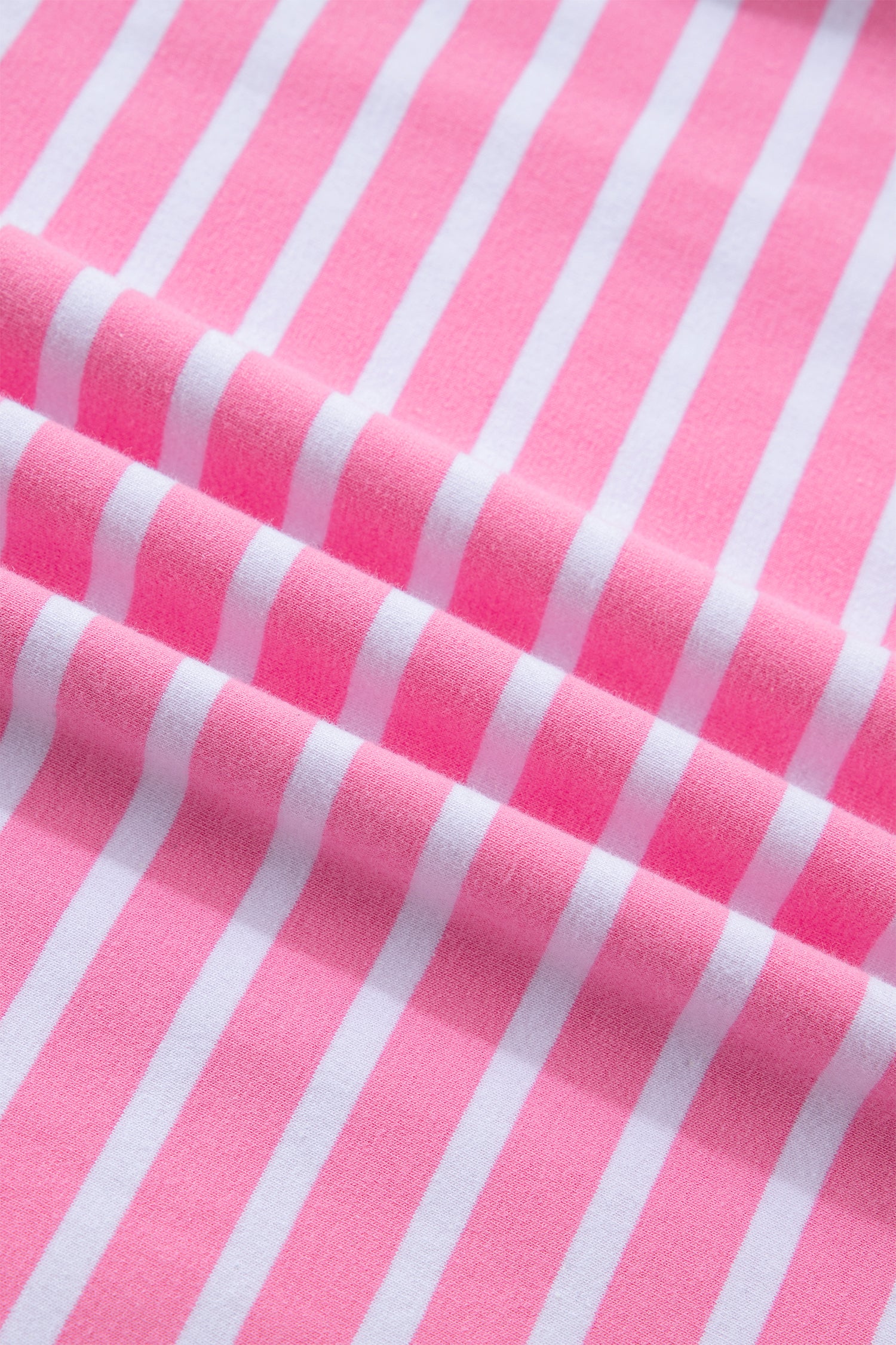Pink Stripe Drop Shoulder Loose Round Neck Top