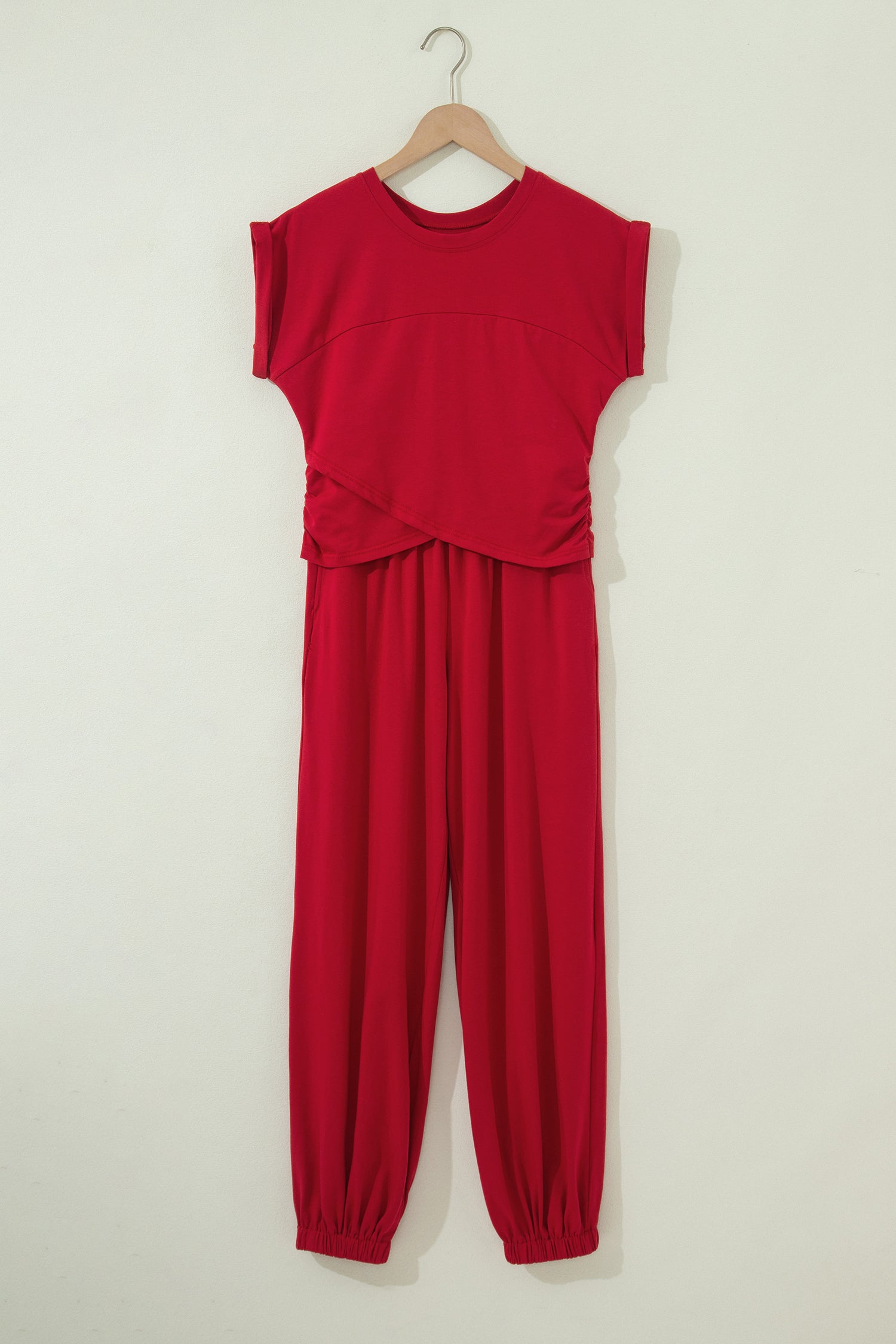 Solid Cropped Cap Sleeve Tank & Jogger Pants Set | 4 Colours | Sizes 8-22