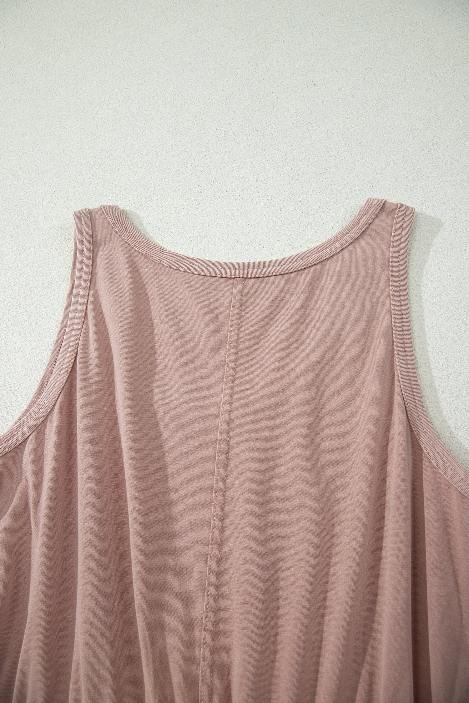 Smoke Grey & Dark Blue Mineral Wash U Neck Elastic Waist Sleeveless Mini Dress S-XL