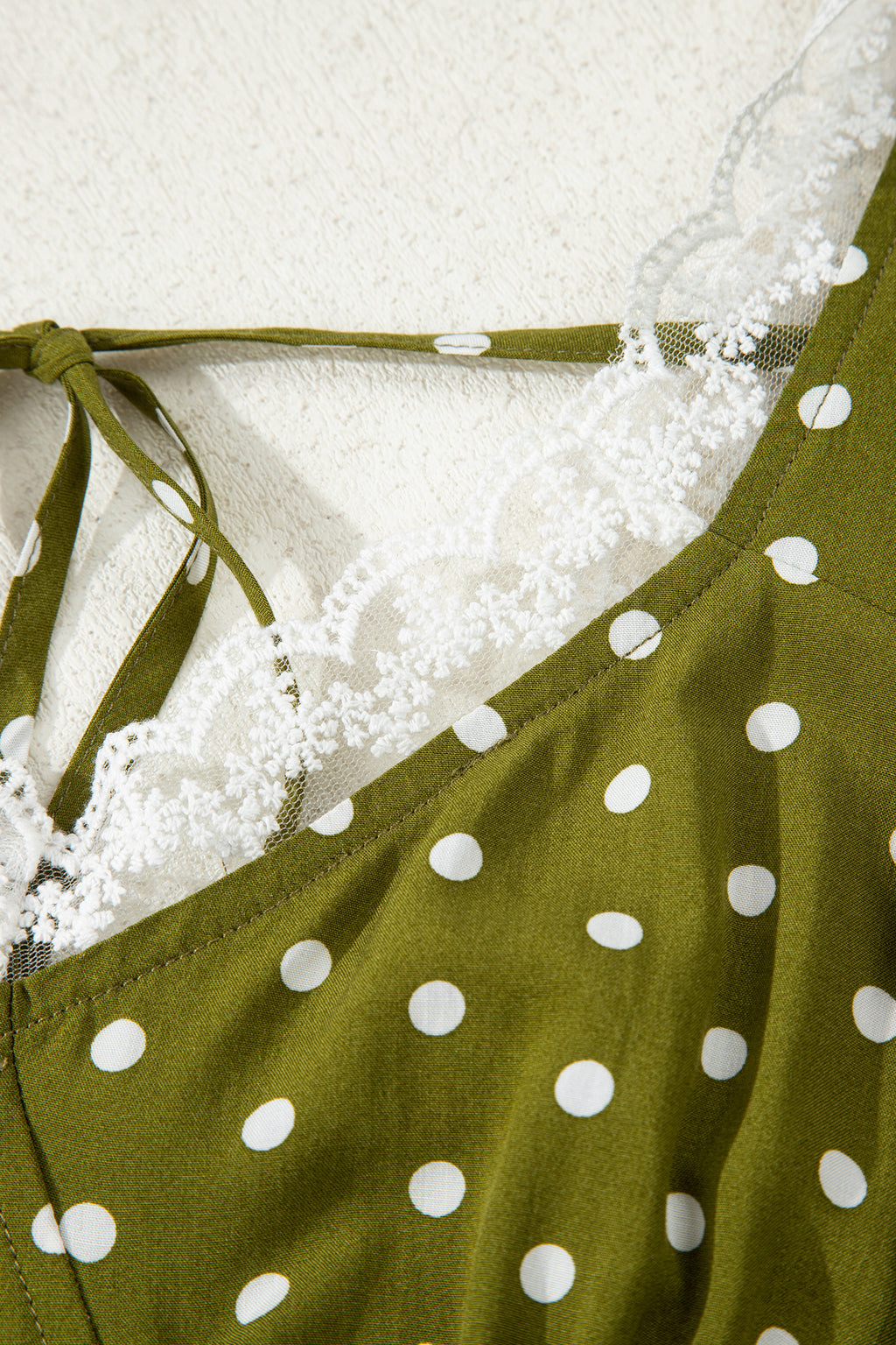 LivelyLooks Green Polka Dot Maxi Dress | Lacy Neckline Smocked Waist women's fashion