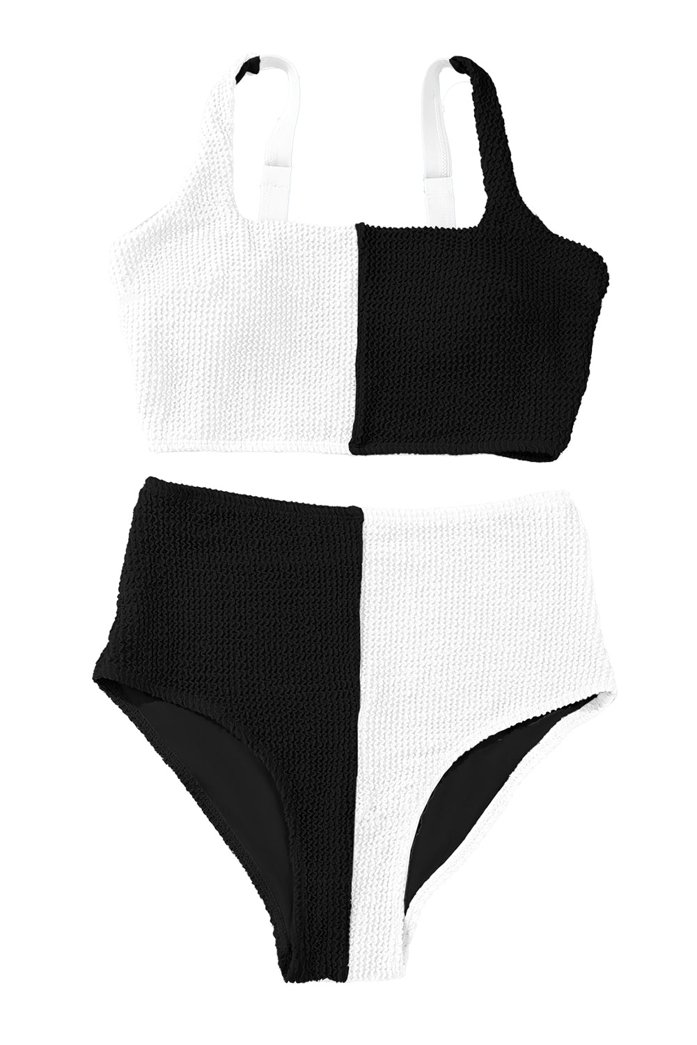 LivelyLooks Corded Colour Block Square Neck High Waist Bikini Set S-2XL women's fashion