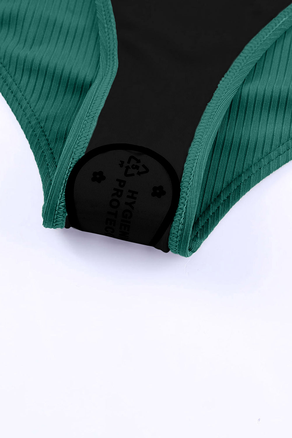 LivelyLooks Ribbed Knit One Piece Swimsuit Adjustable Straps V-Neck Black Green women's fashion