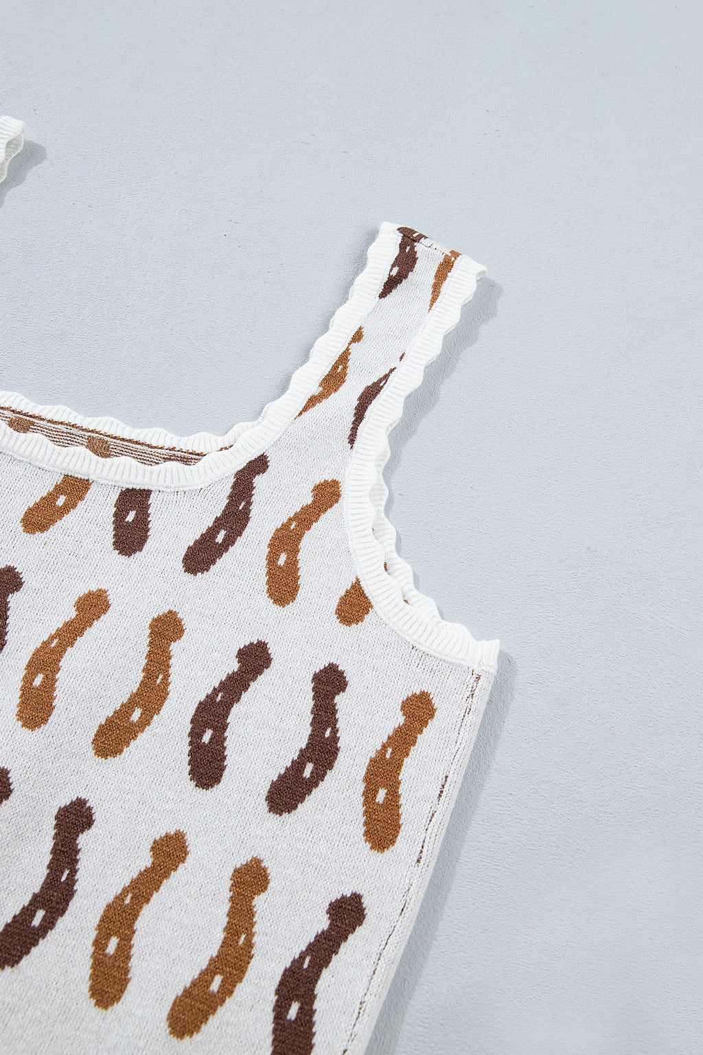 White Western Leopard Print Scalloped Neck Sweater Vest | UK 8-22
