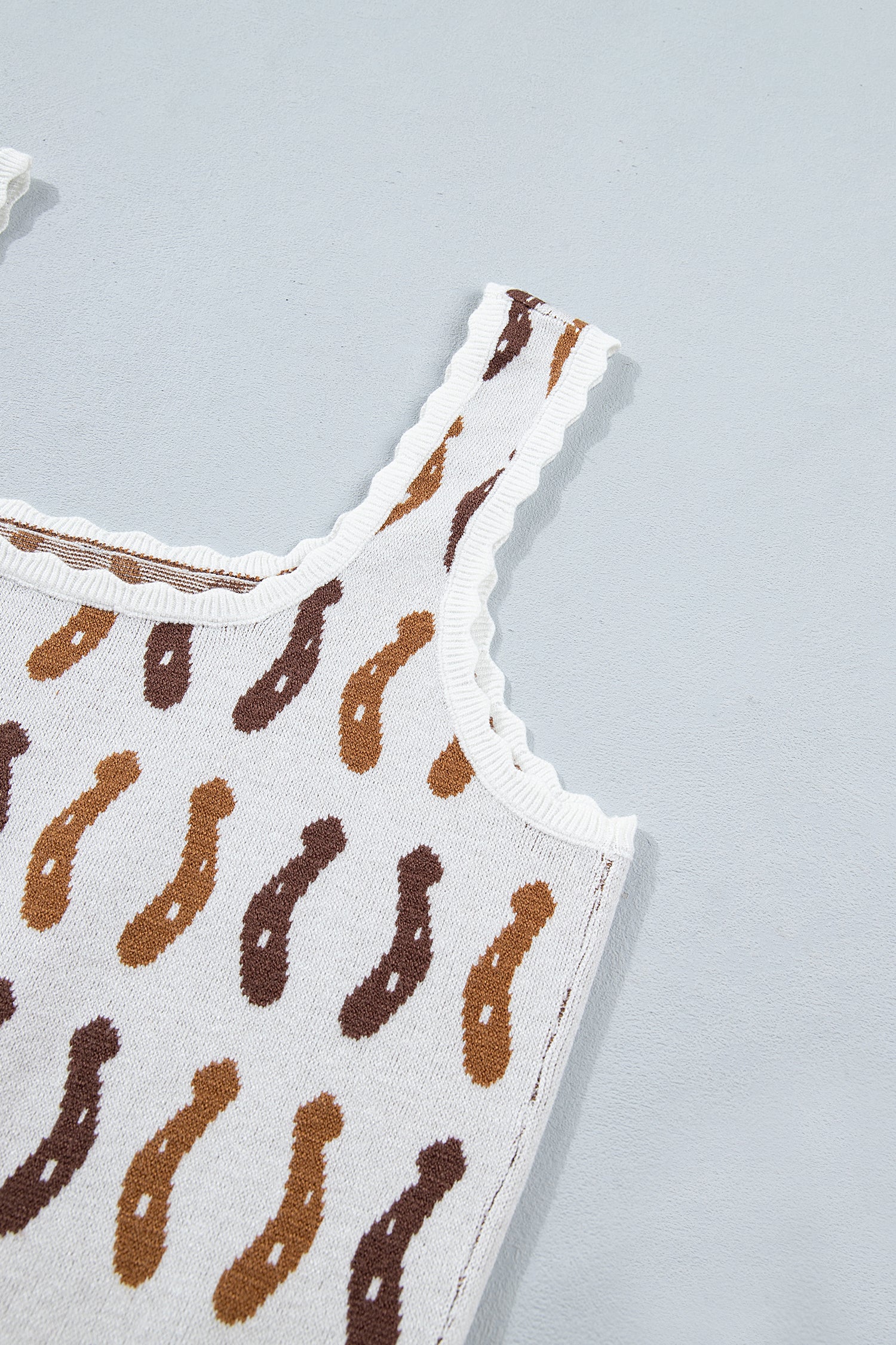 White Western Leopard Print Scalloped Neck Sweater Vest | UK 8-22