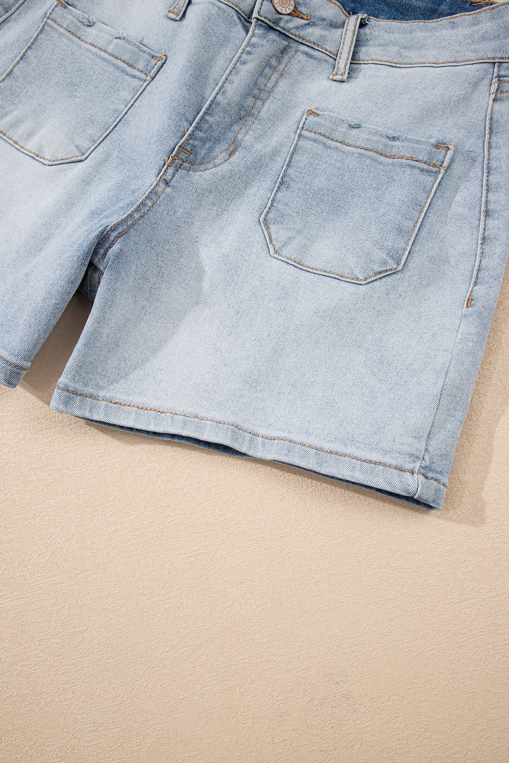 Shop Beau Blue Light Wash High Rise Denim Shorts UK 8-20 at LivelyLooks