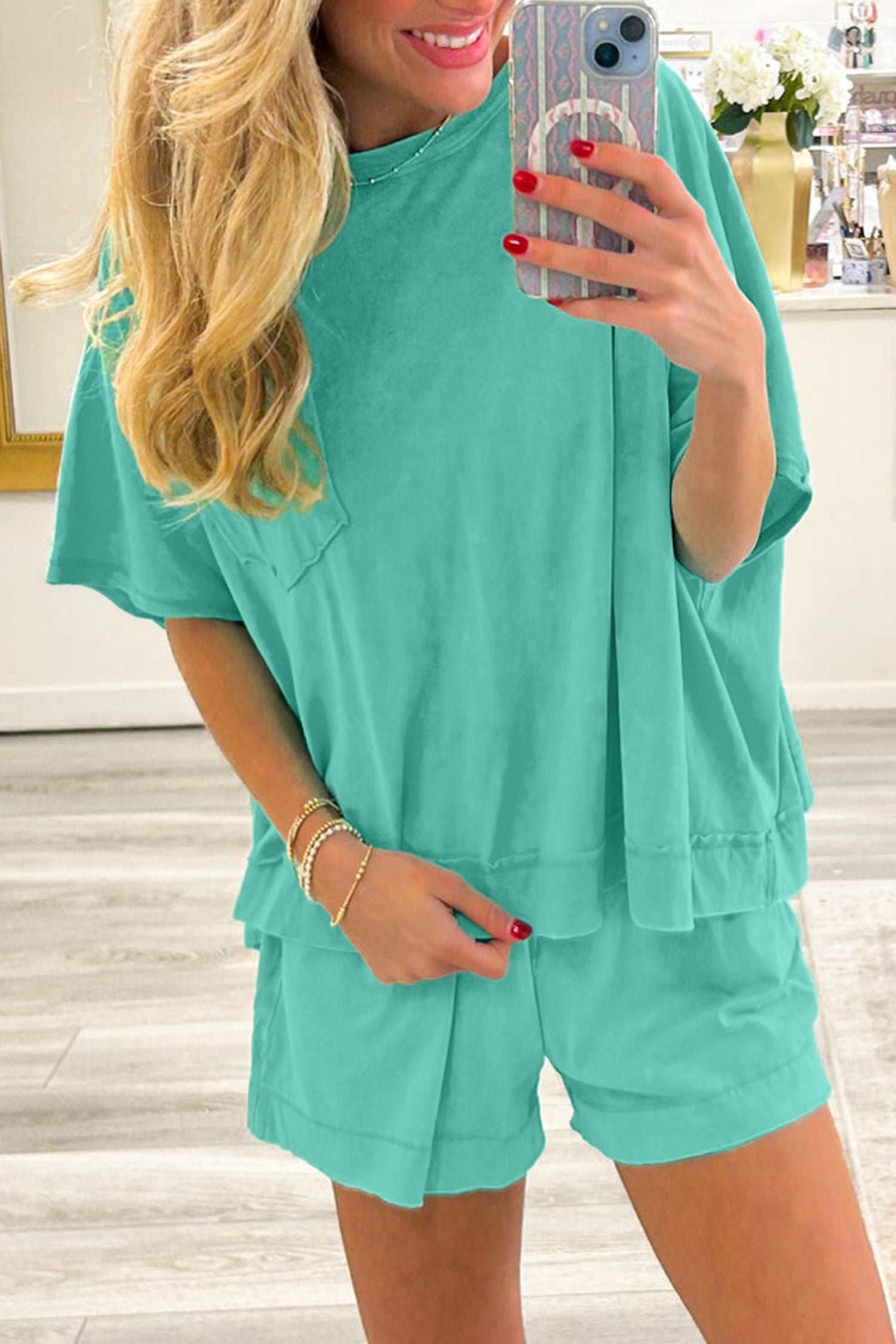 Oversized Top & Shorts Co-ord Set – Orchid, Mint Green & Strawberry Pink