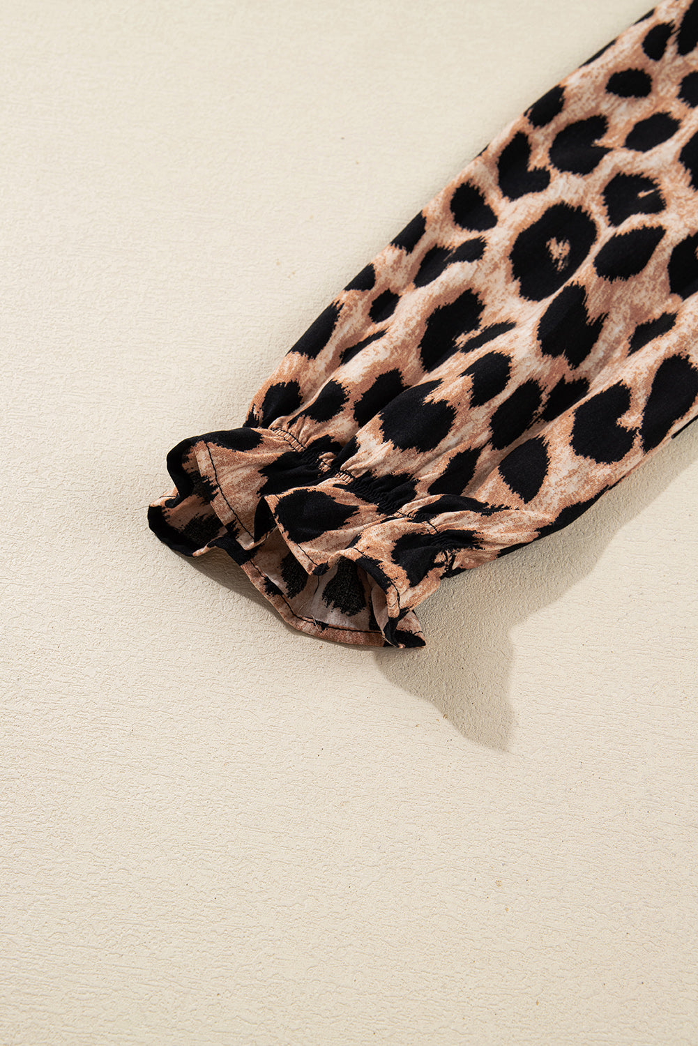 Women's Brown Leopard Print Smocked Detail Flowy Midi Dress at LivelyLooks