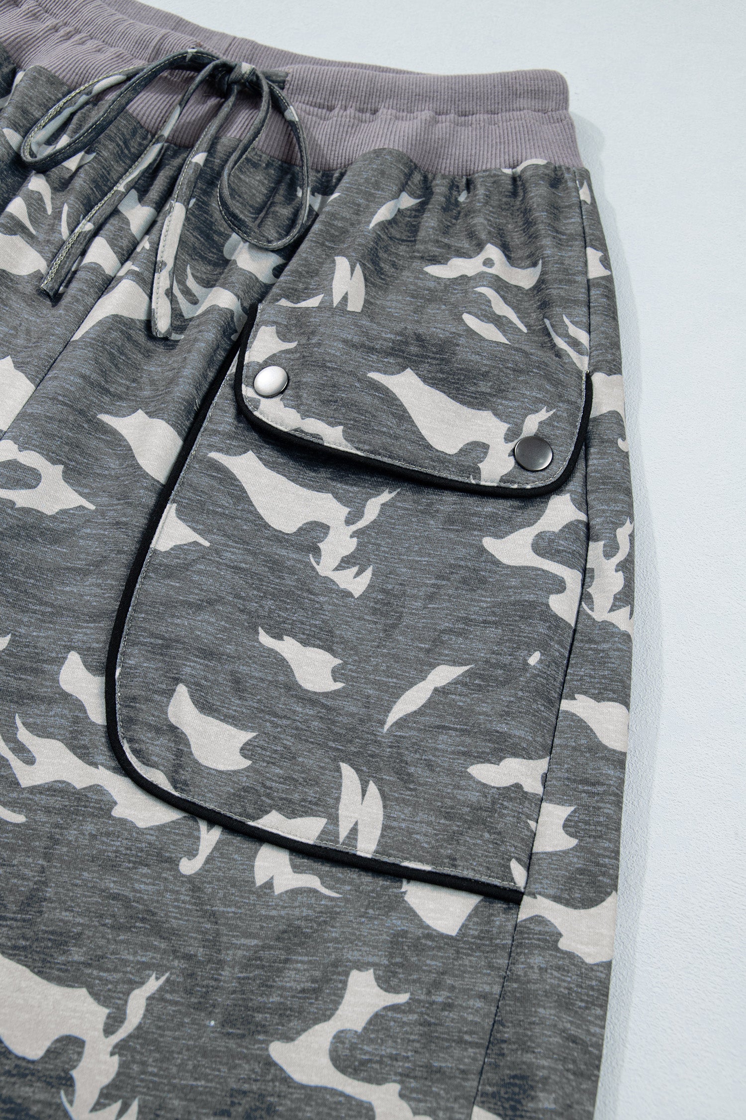 Camo Print Drawstring Cargo Barrel Pants | Khaki & Multicolour