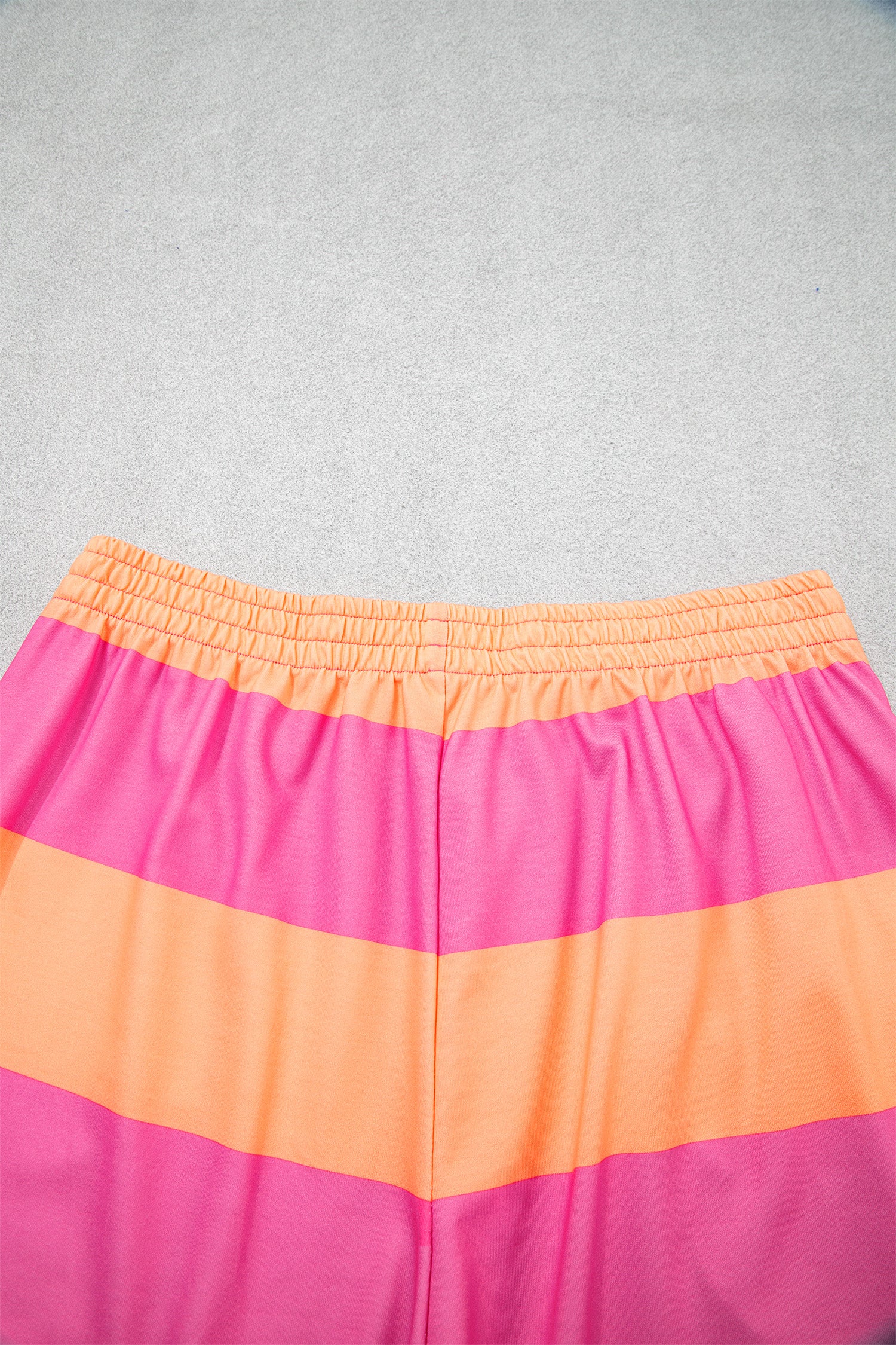 Seam Detail Half-Zip Tee & Casual Shorts Co-ord | Pink, Sky Blue & Yellow Stripe