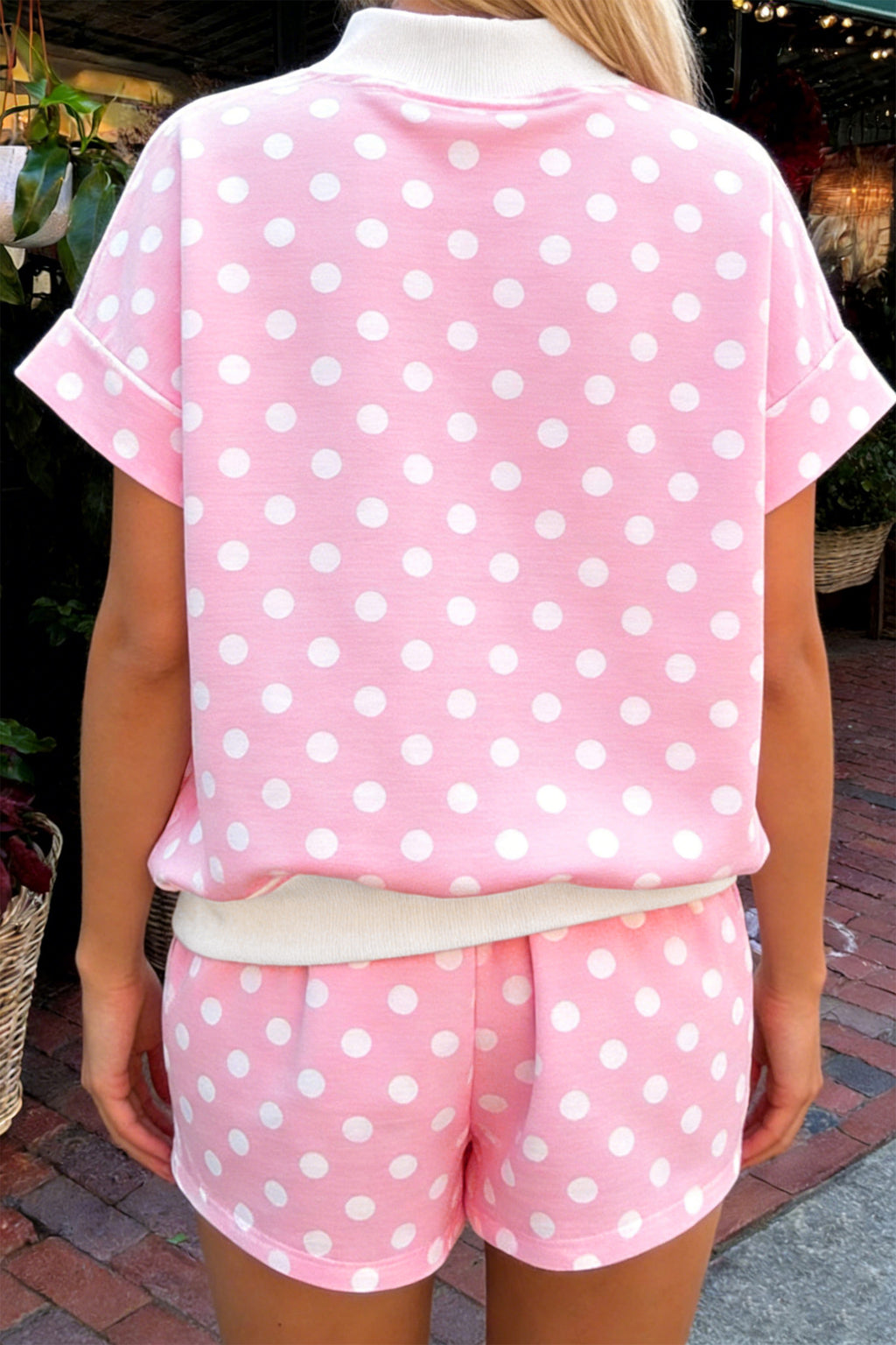 Polka Dot Mock Neck Short Set – Yellow, Pink, Sky Blue & Green