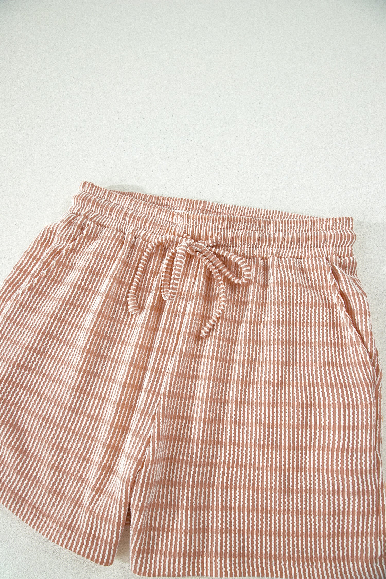 LivelyLooks Stripe Raised Rib Tee & Drawstring Shorts Set Women's S-XL women's fashion