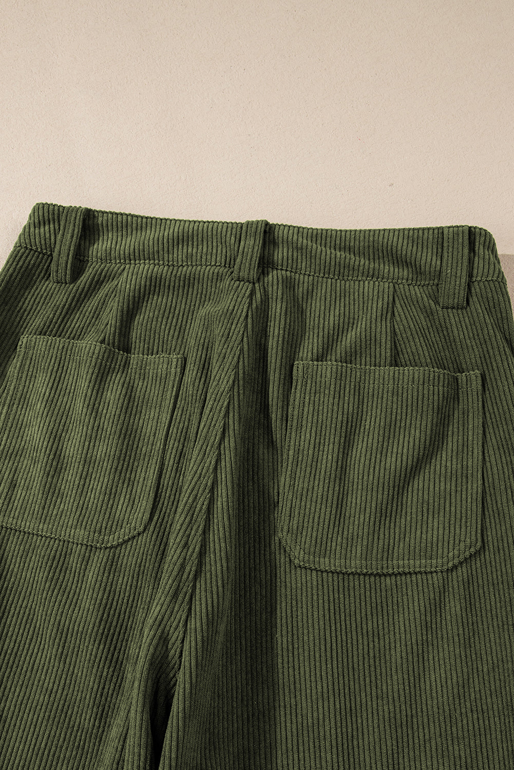 Women's Women's High Waist Corduroy Trousers Square Pockets Green/Brown at LivelyLooks
