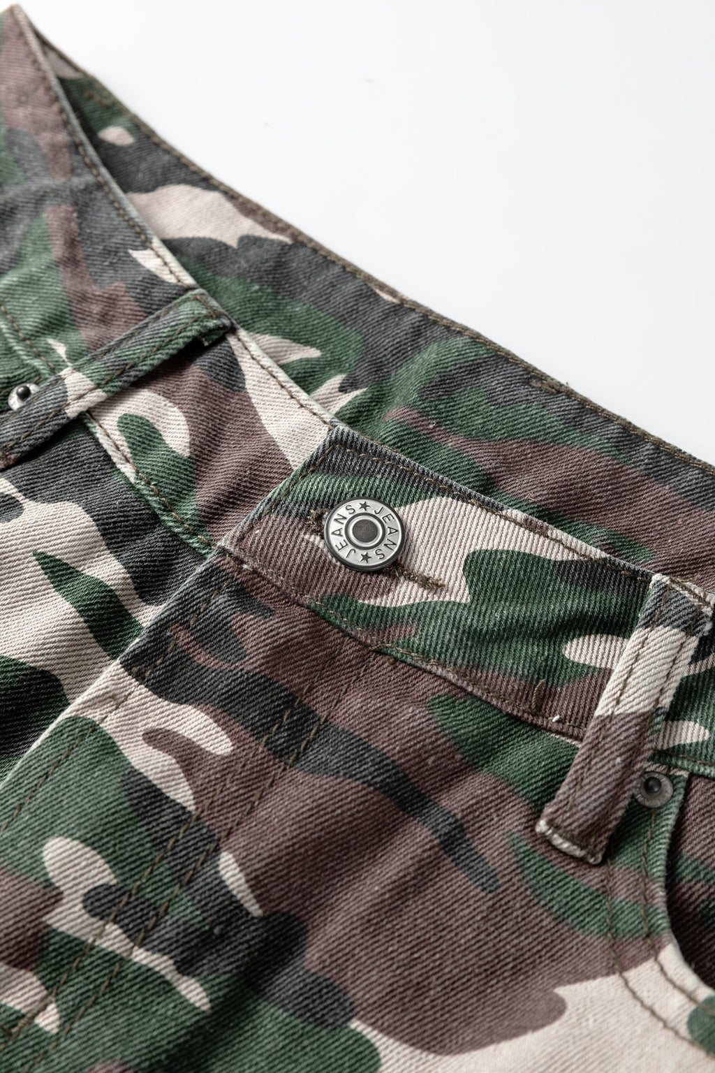 Green Camo Cargo Wide Leg Denim Pants