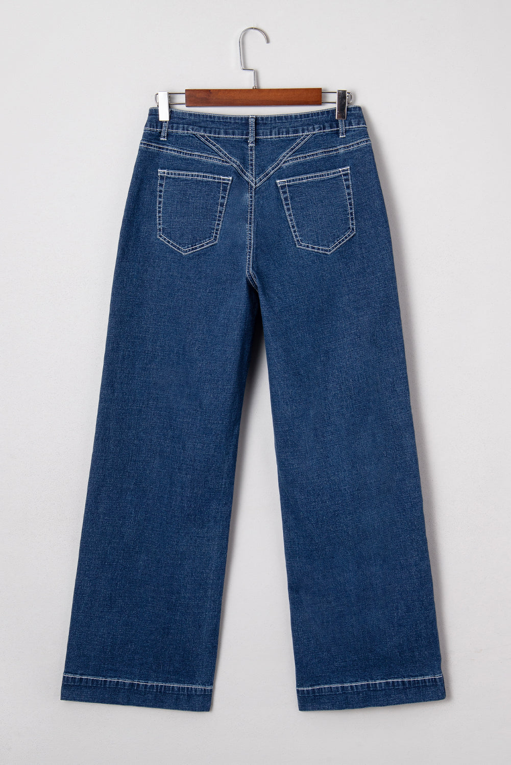 Sail Blue Loose Cuffed Jeans Stitched Waist Detail Women UK 4-16