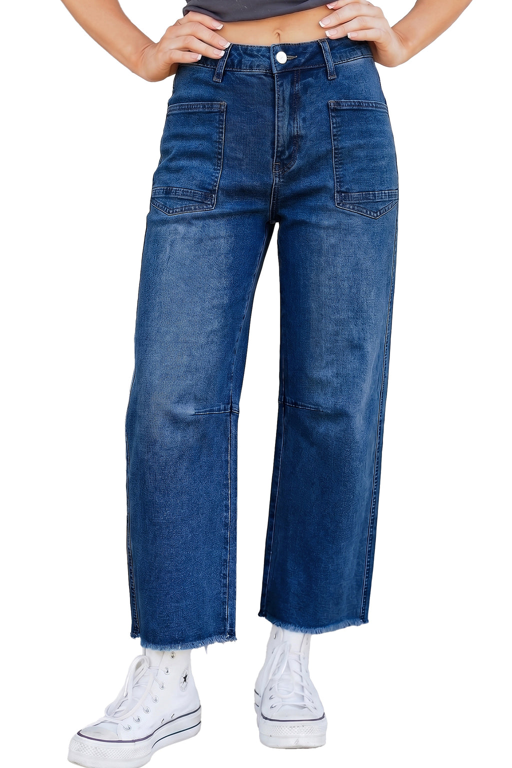 Women's Frayed Cropped Straight Leg Jeans UK 4-16 at LivelyLooks