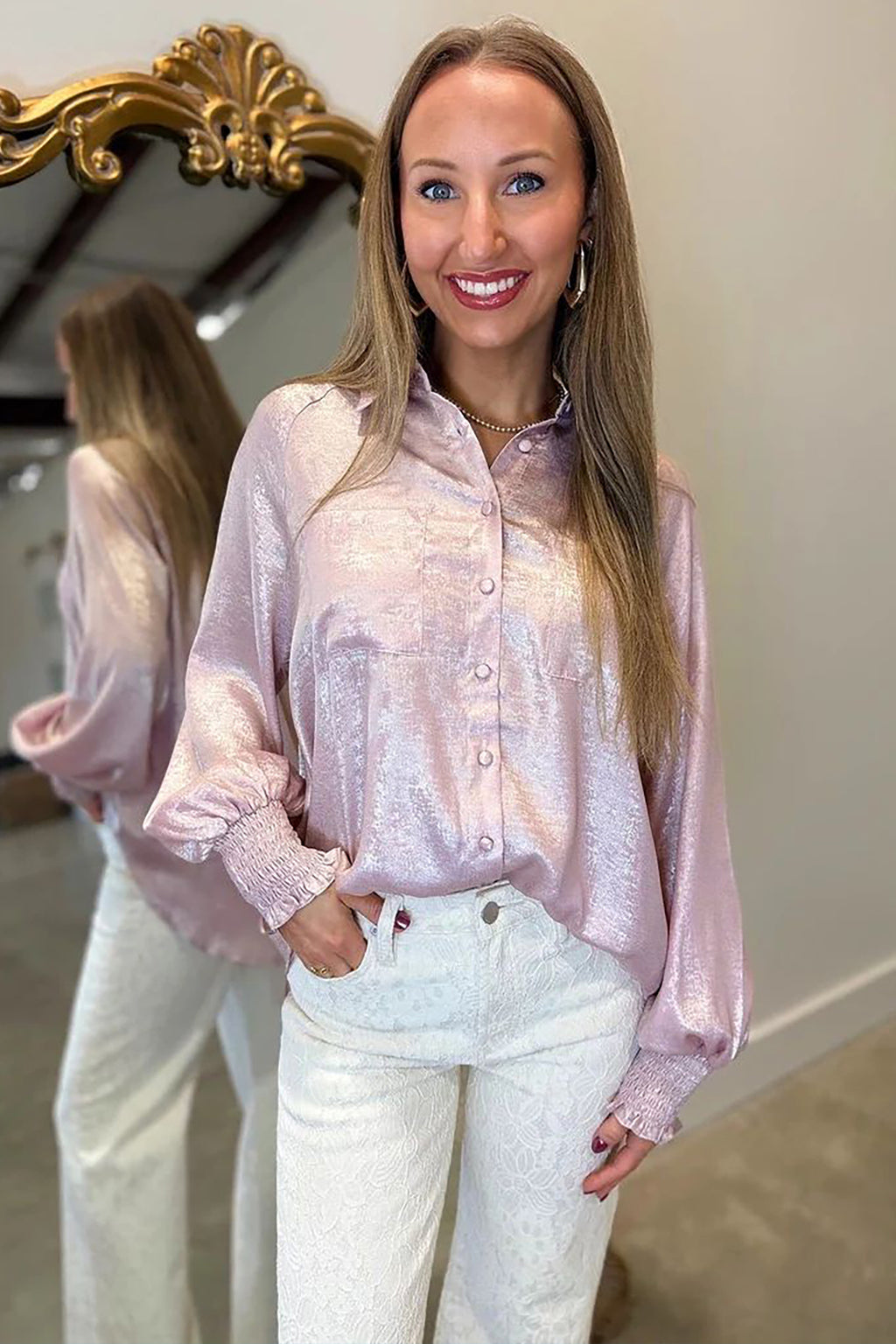 Delicacy Long Sleeve Button Front Ruffle Cuff Back Panel Shirt | UK 8–22