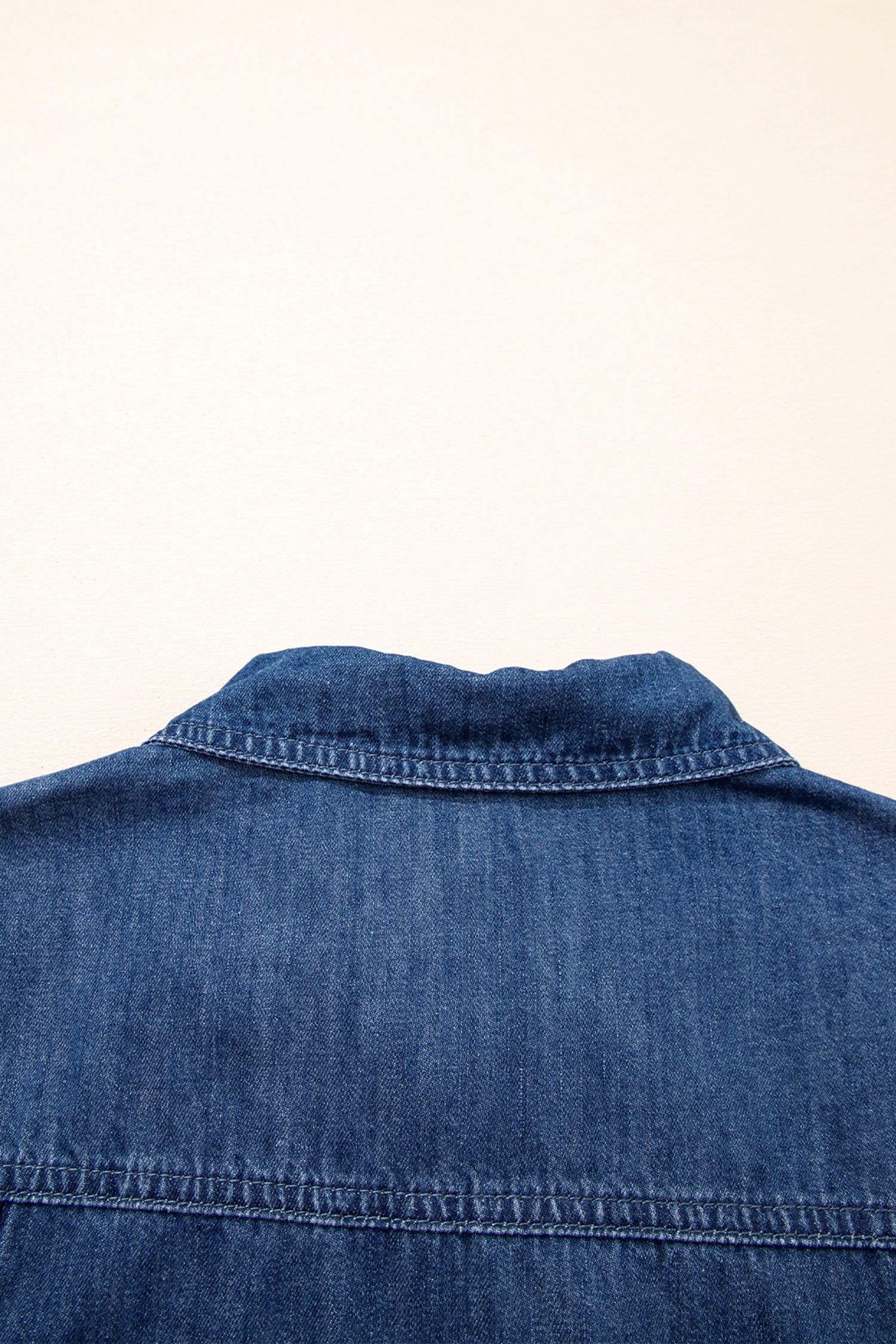 Blue Collared Zip-Up Short Sleeve Shift Mini Denim Dress