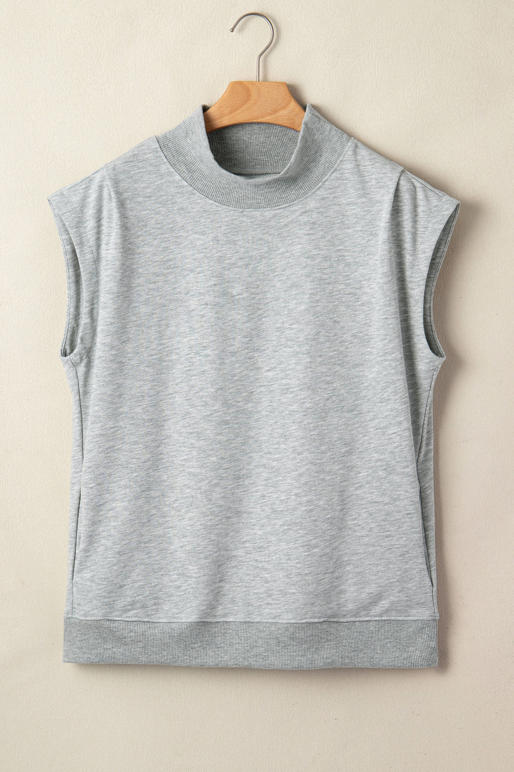 High Neck Cap Sleeve Loose Top White Pink Mint Green Grey Myosotis Orange Black S-XL