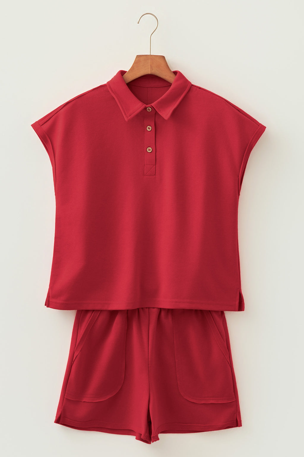 Polo Tee & Shorts Co-ord Set | Light Green, Yellow Cream & Red