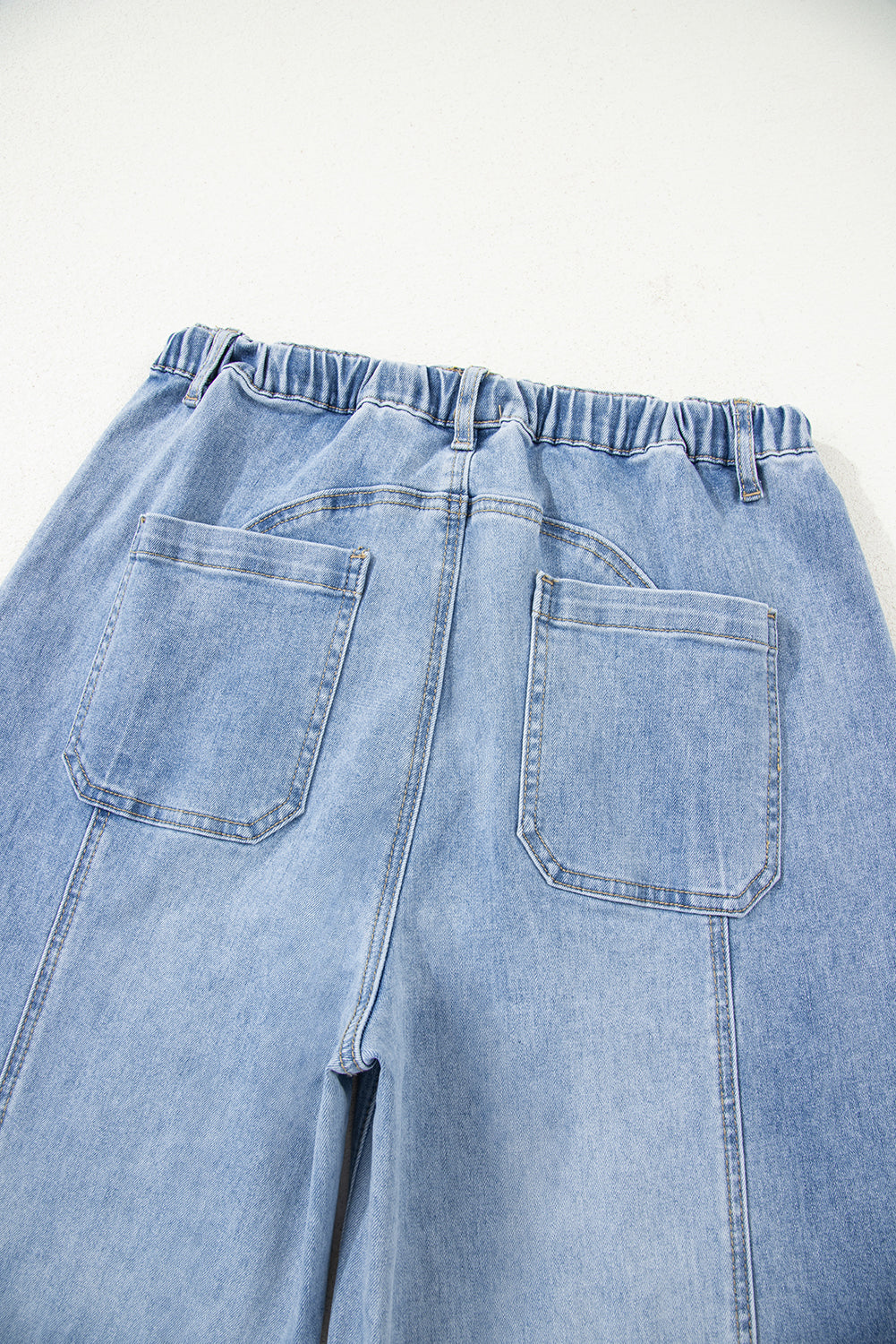 Shop Drawstring Seam Detail Raw Hem Wide Leg Denim Jeans UK 8-22 at LivelyLooks