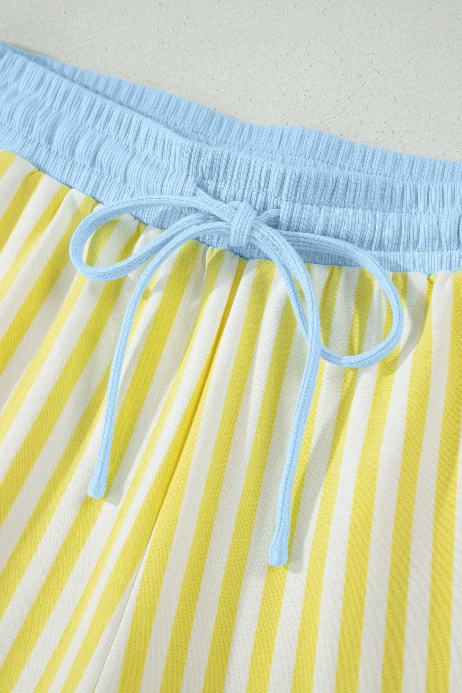 LivelyLooks Women's Stripe V-Neck Tee & Drawstring Shorts Set Contrast Trim S-XL women's fashion