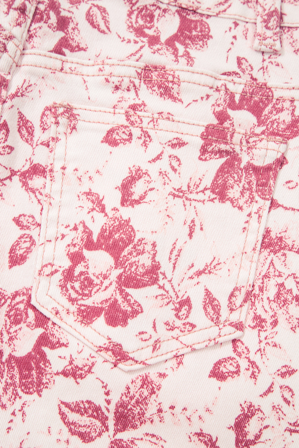Pink Vintage Floral Print Wide Leg Denim Jeans | Sizes 4–16
