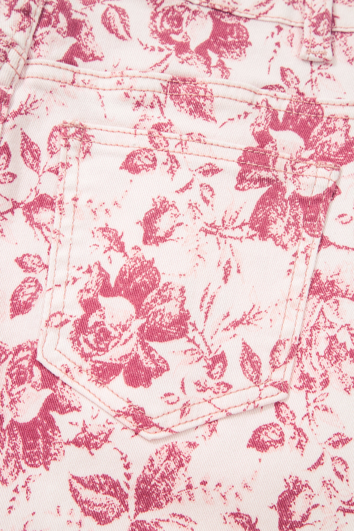 Pink Vintage Floral Print Wide Leg Denim Jeans | Sizes 4–16