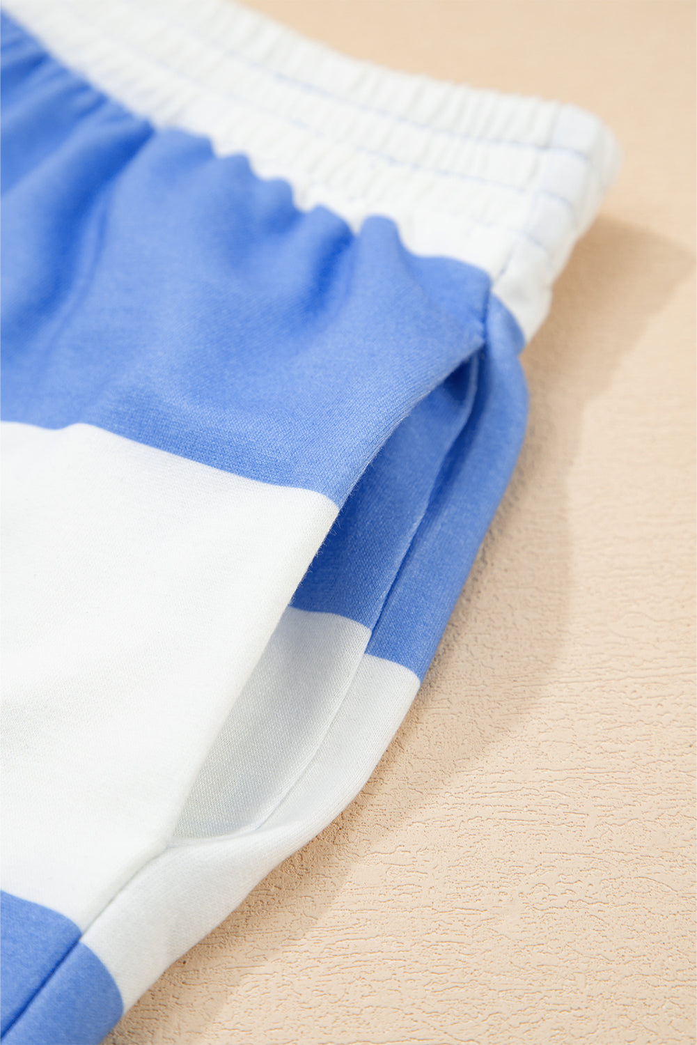 Seam Detail Half-Zip Tee & Casual Shorts Co-ord | Pink, Sky Blue & Yellow Stripe
