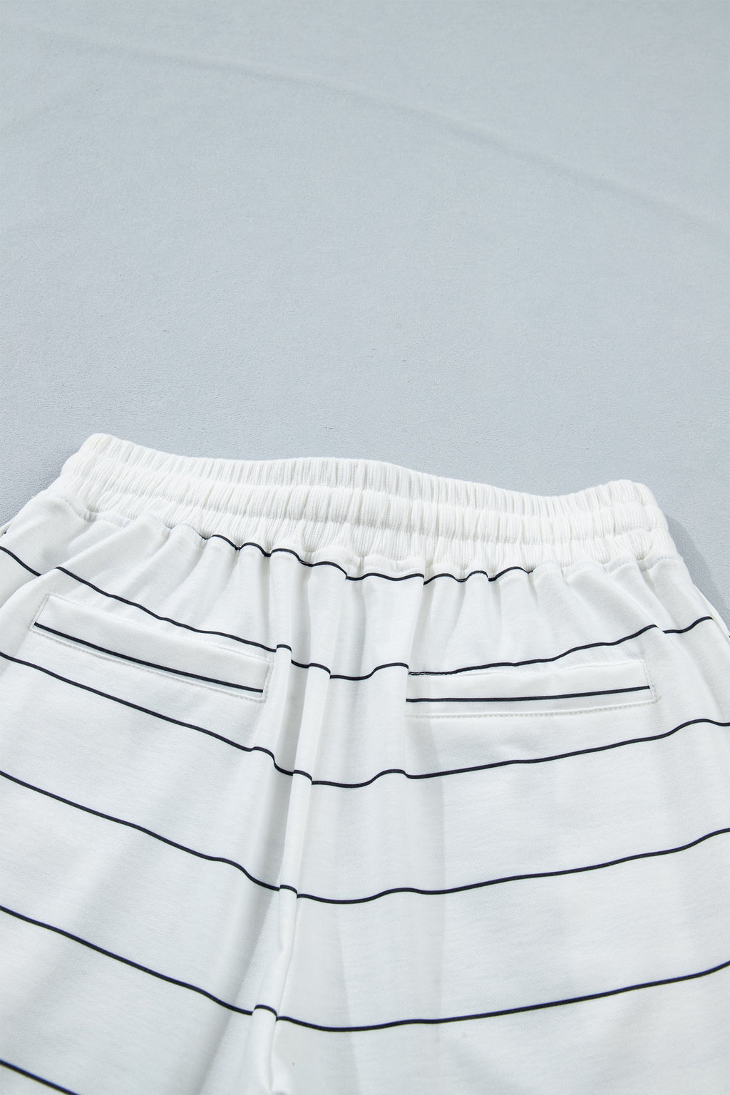 Stripe Half Sleeve Tee & Drawstring Shorts Co-ord Set – White & Black