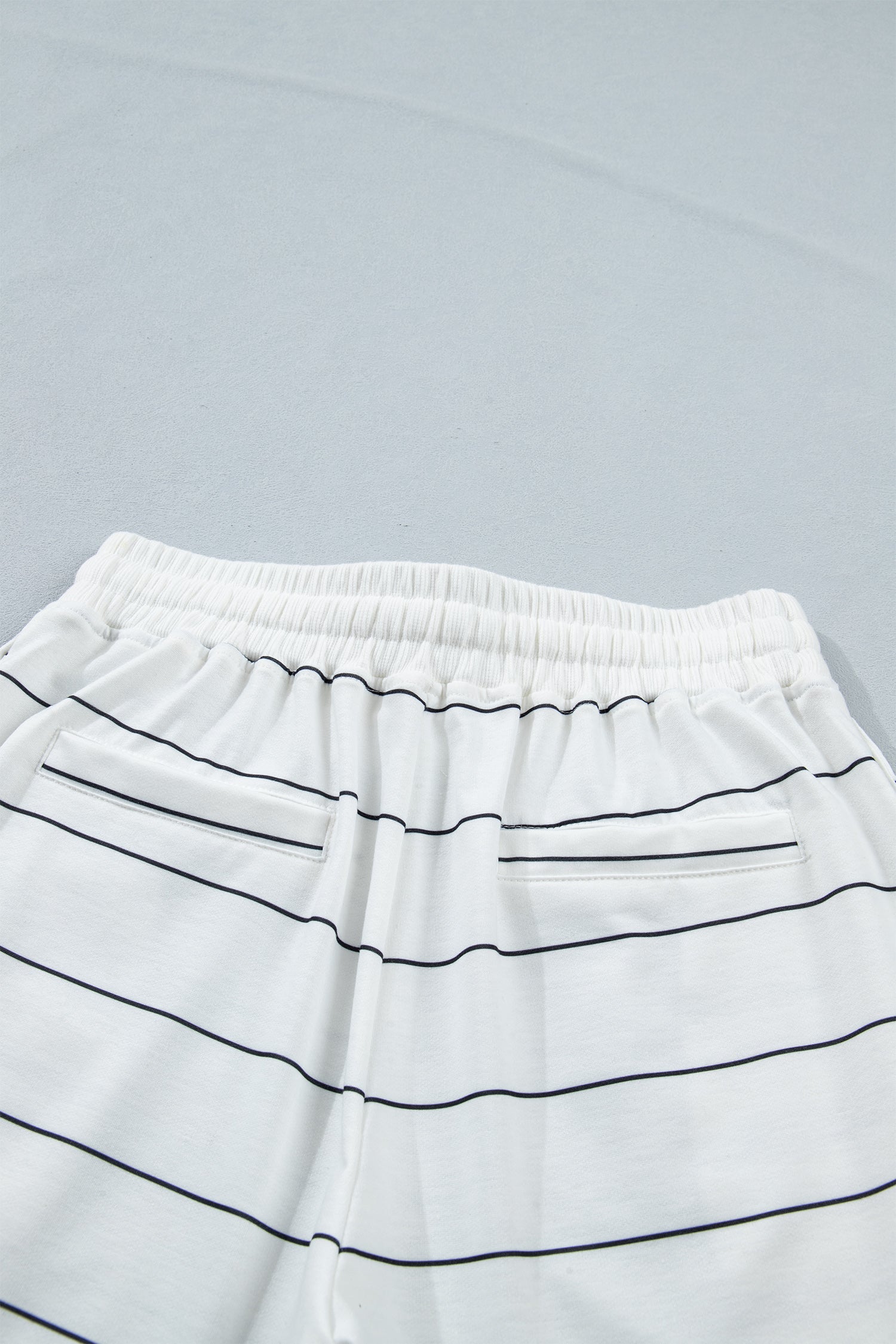 Stripe Half Sleeve Tee & Drawstring Shorts Co-ord Set – White & Black